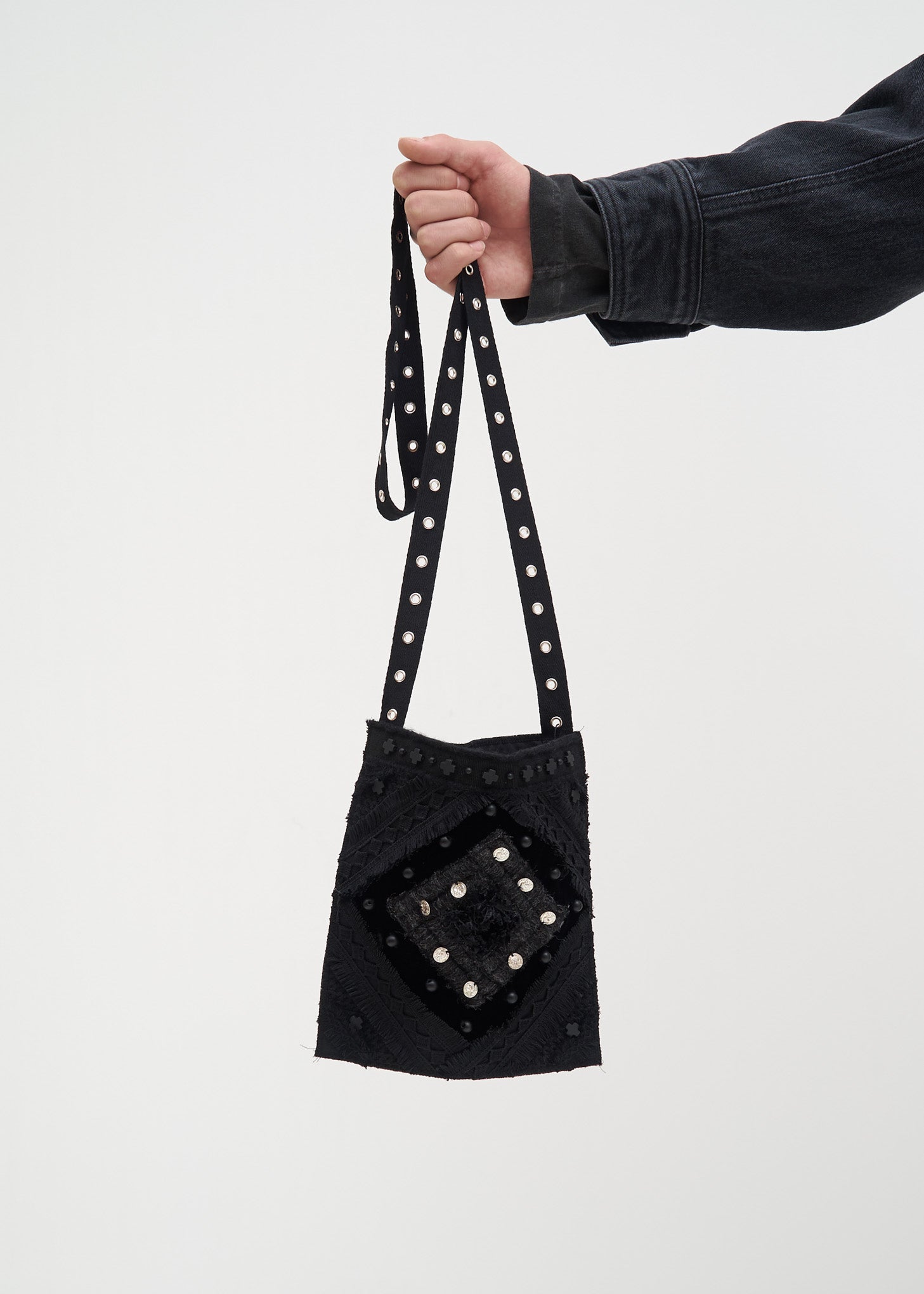 Black Beaded Cross Bag – 017 Shop