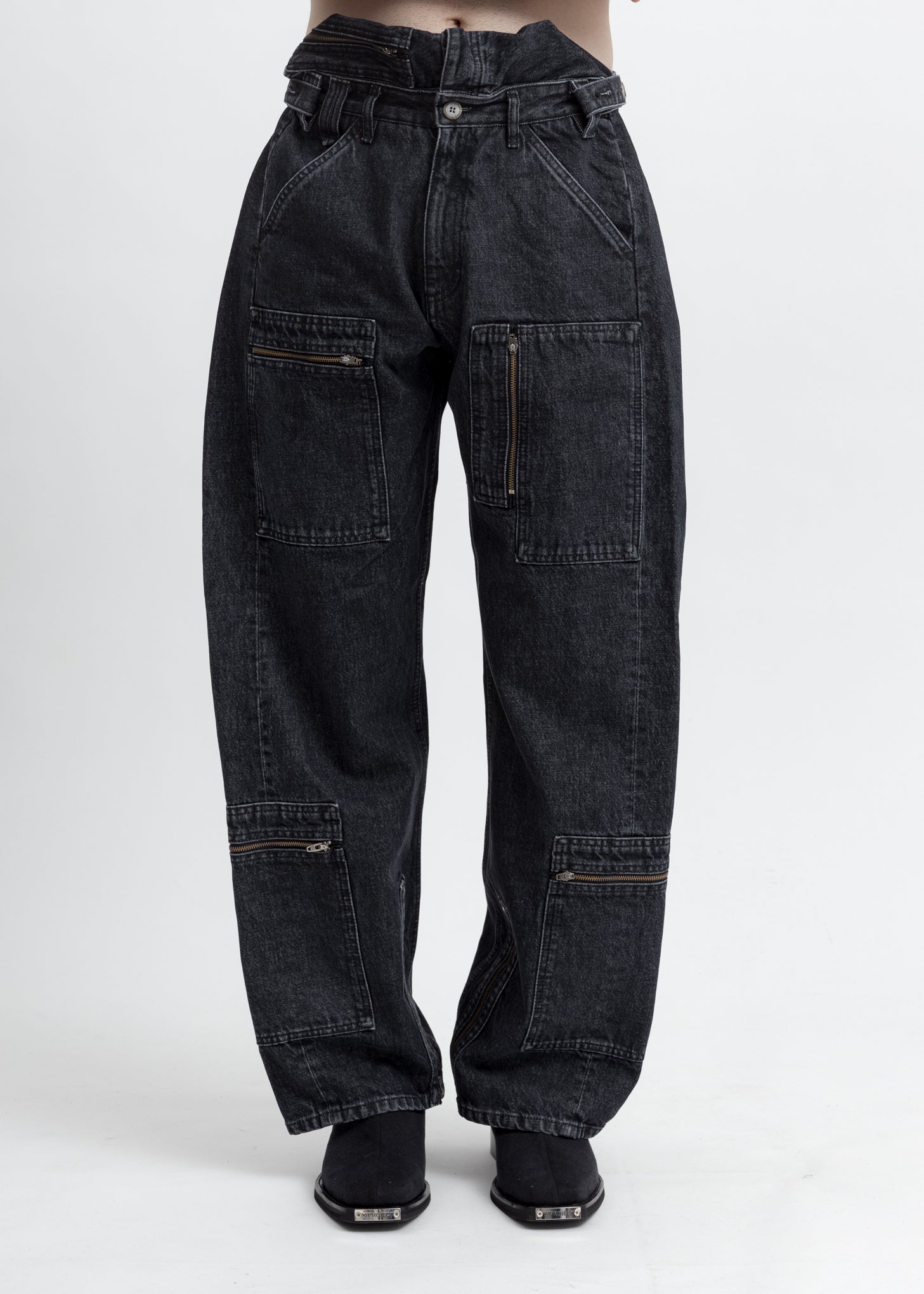 Black Pop-Up Pilot Trousers