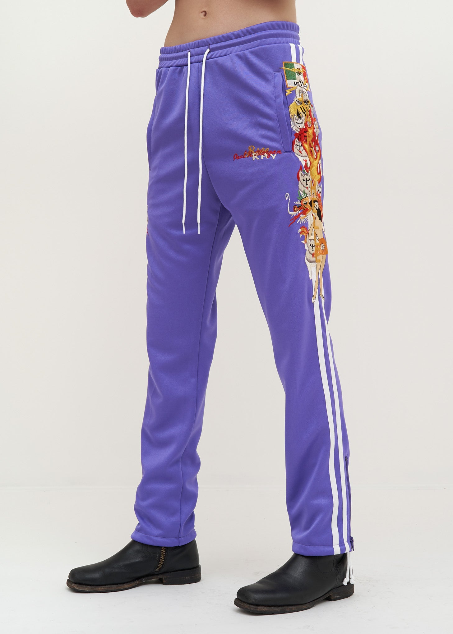 Purple Chaos Embroidery Track Pants