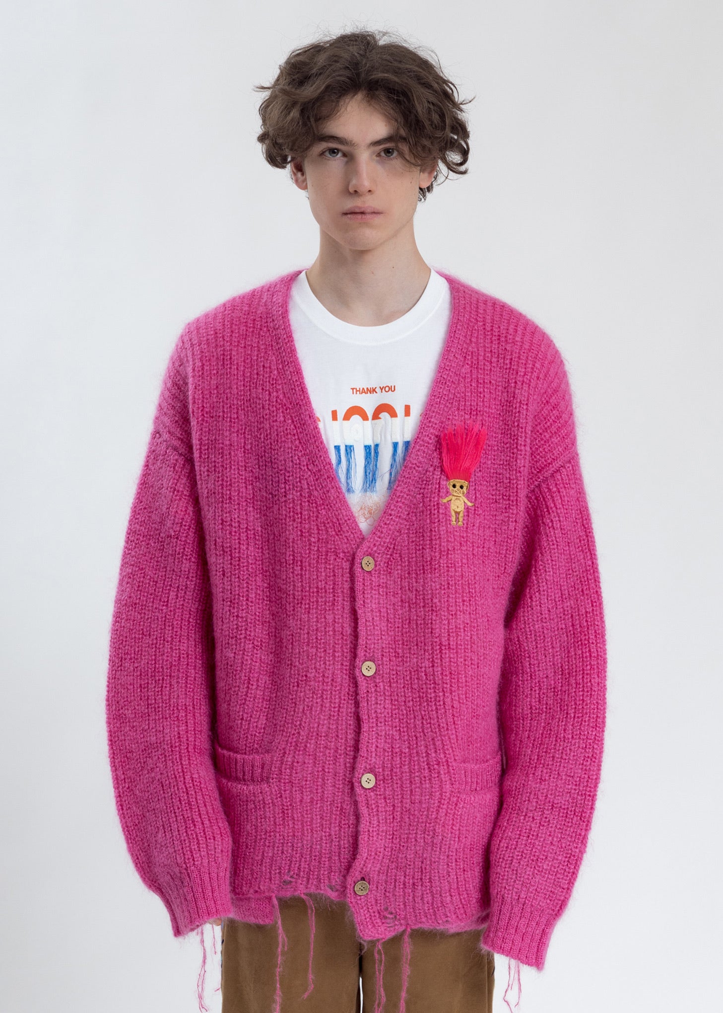 Pink Doll Embroidery Mohair Cardigan – 017 Shop