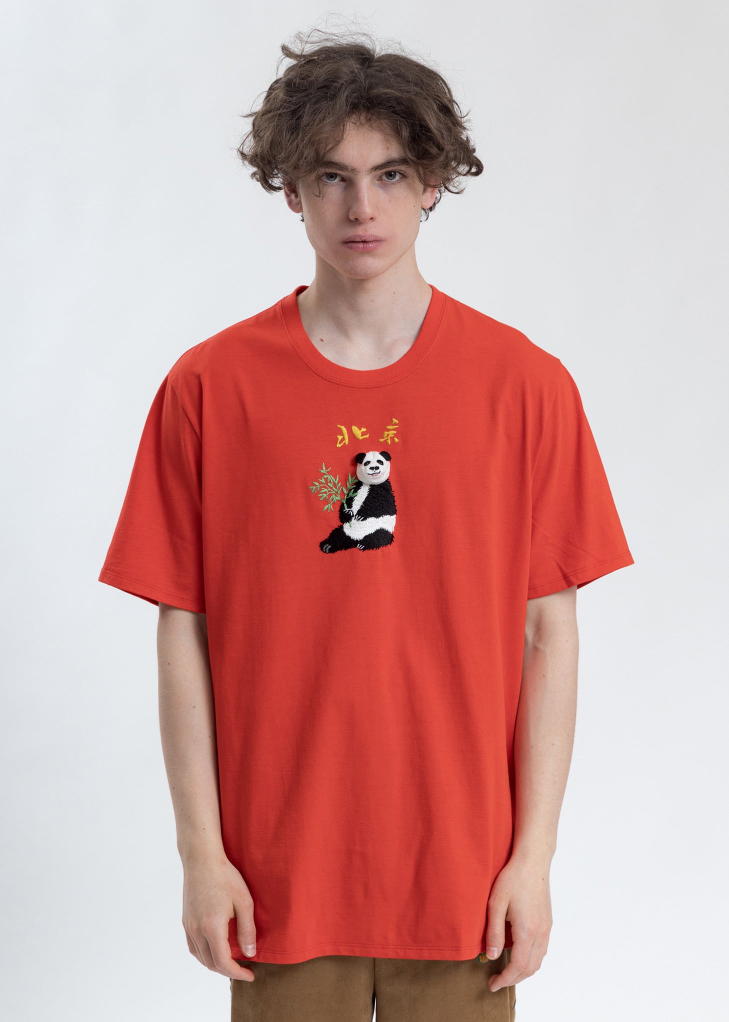 Red Puppet Animal Embroidery T-Shirt