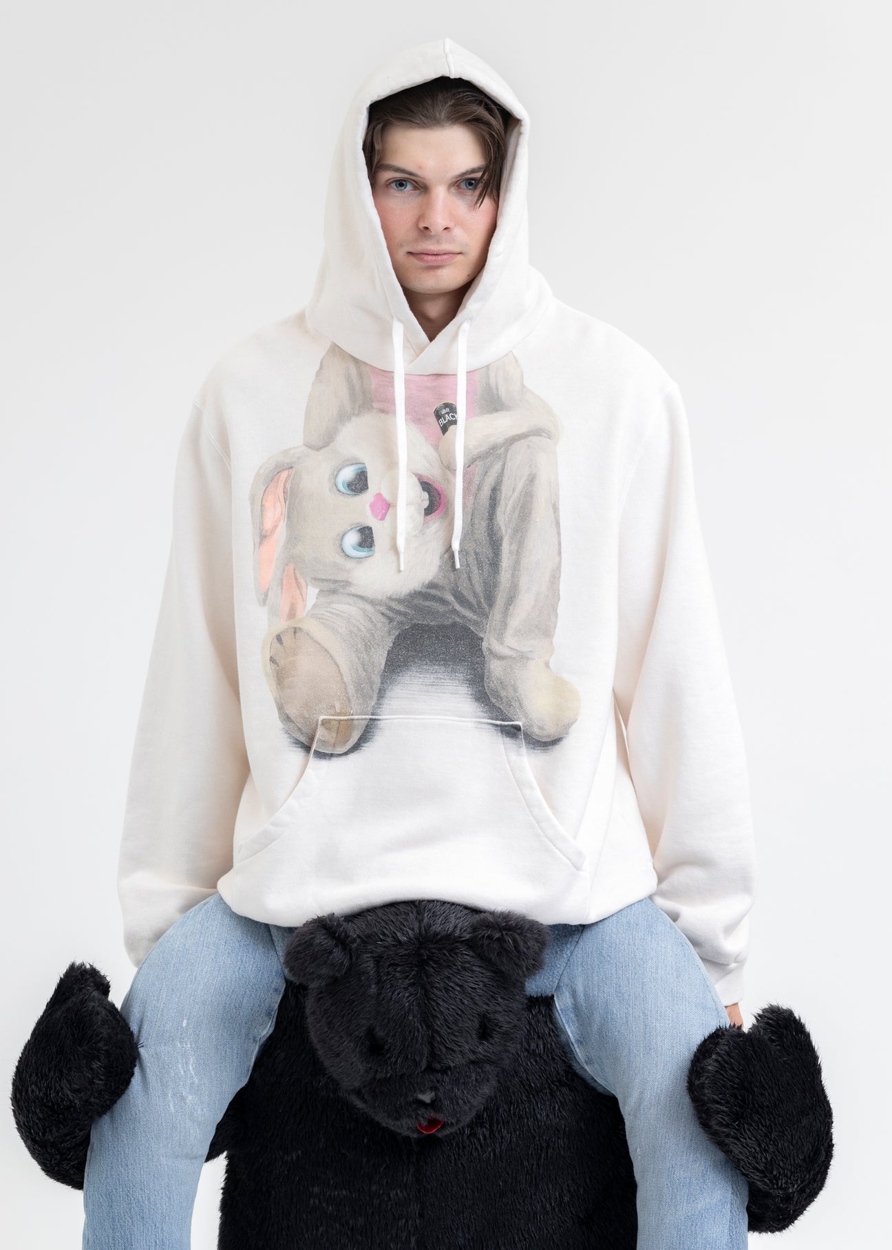 WHITE STUFFED RABBIT DURING BREAK HOODIE – 017 Shop