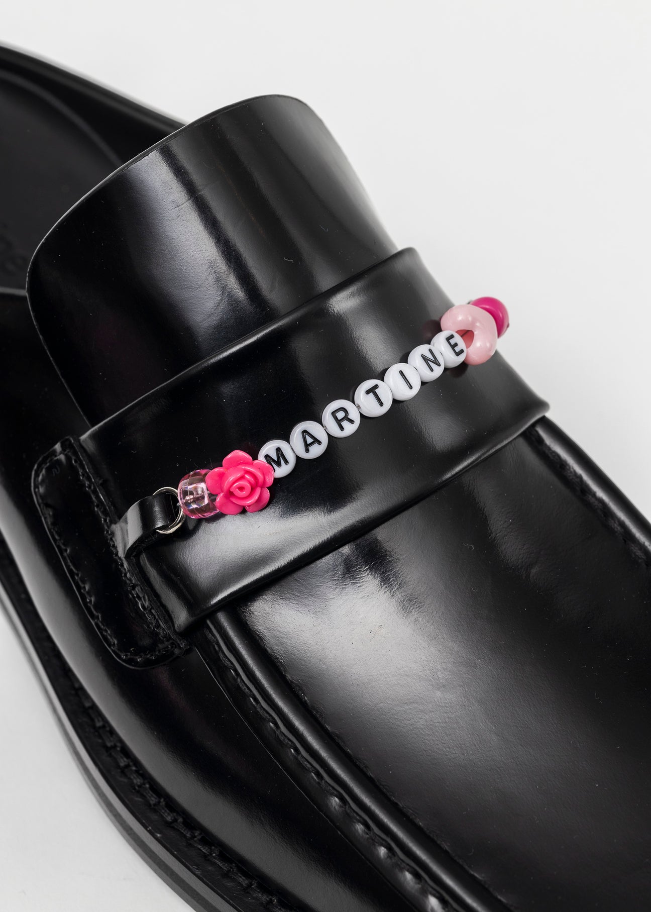 BLACK HIGH SHINE BEADED SQUARE TOE MULE – 017 Shop