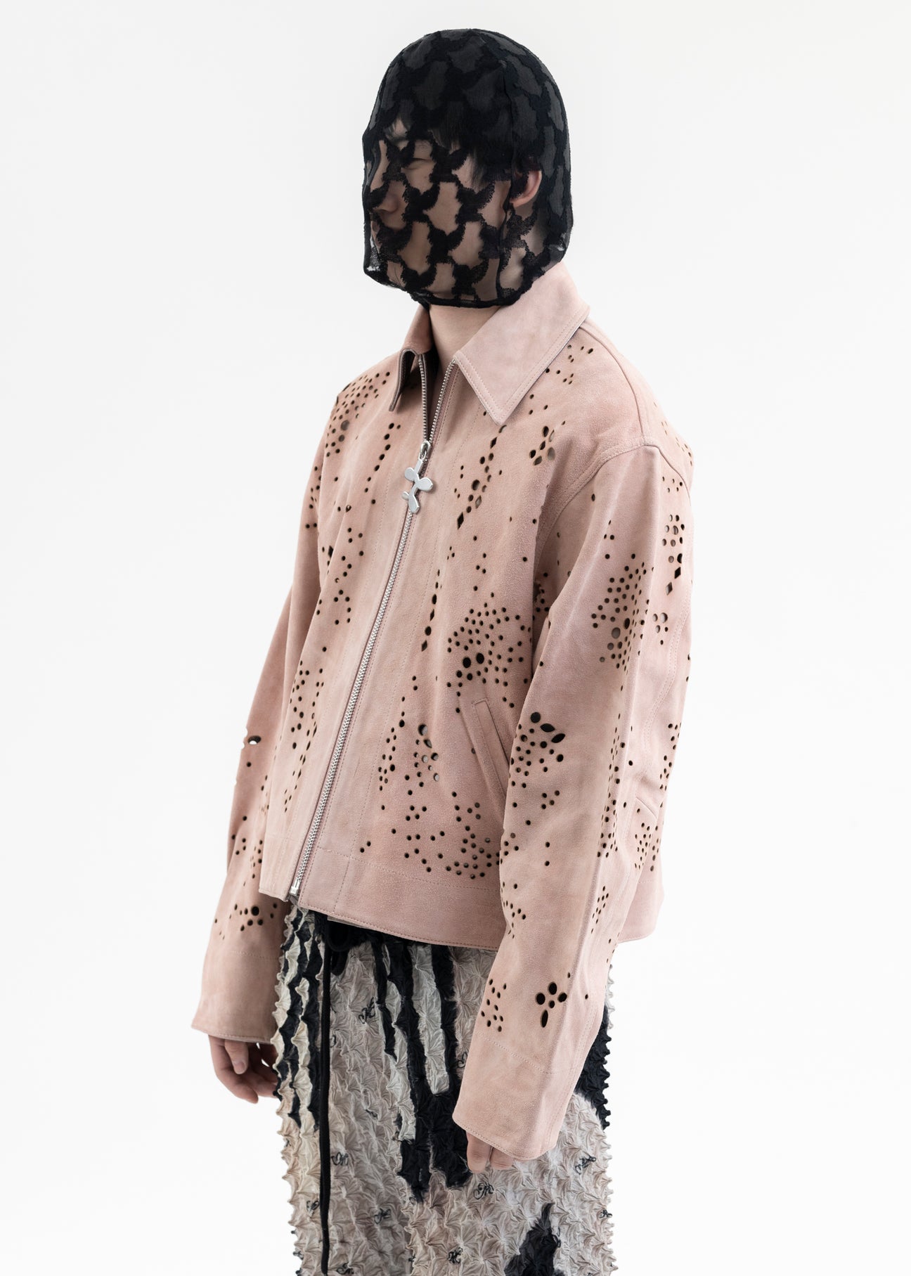 SALMON GALAXY-CUT LEATHER JACKET – 017 Shop