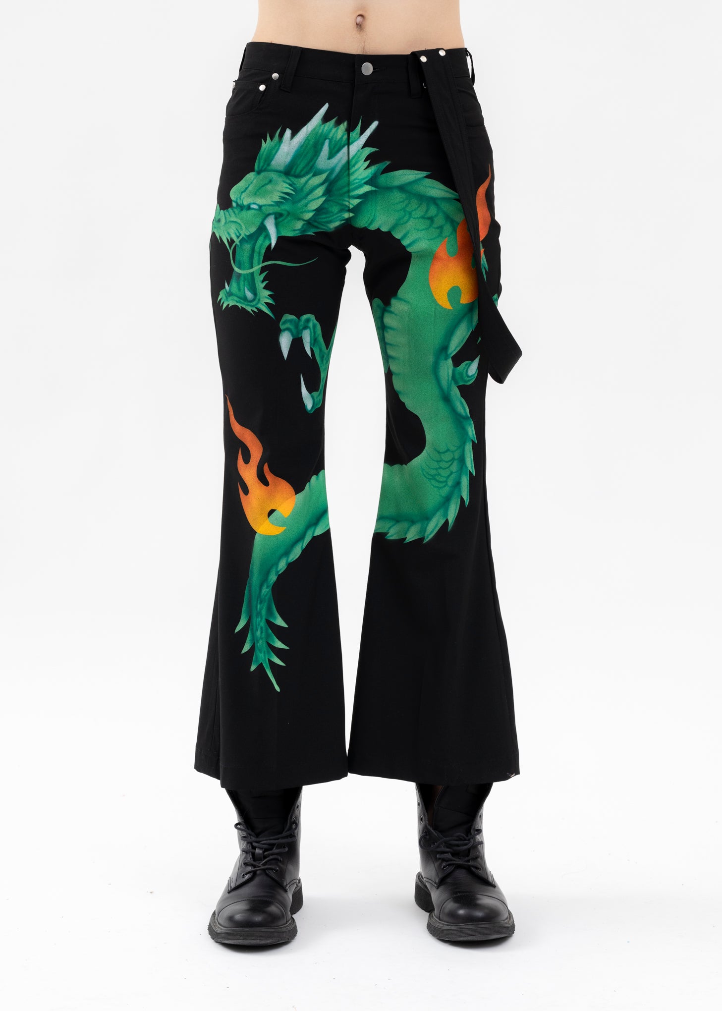 BLACK AIRBRUSH DRAGON FLARE PANTS 017 Shop