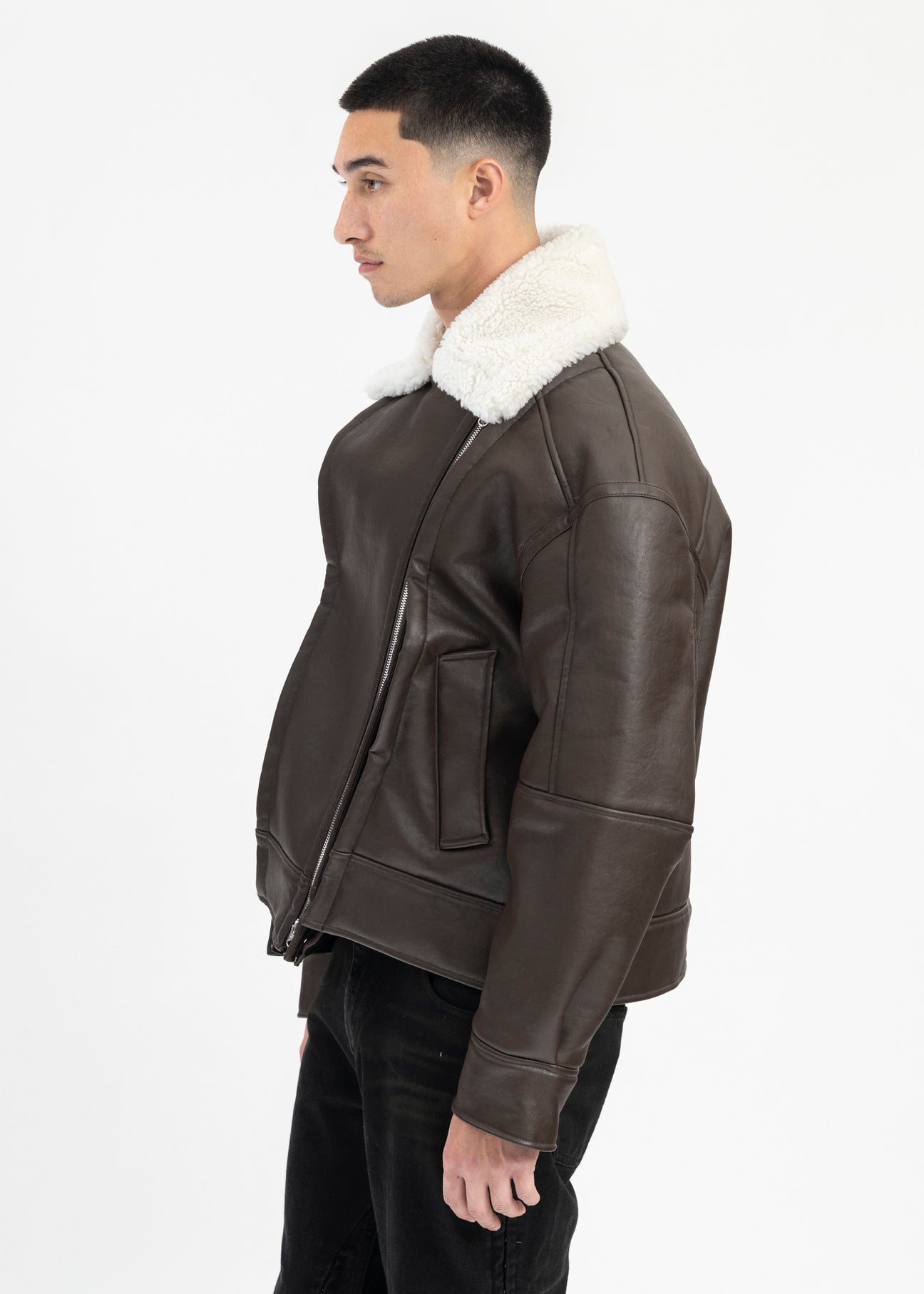 【PORTERNA】Airy Boucle Shearling Jacket Shearling Aviator Jacket