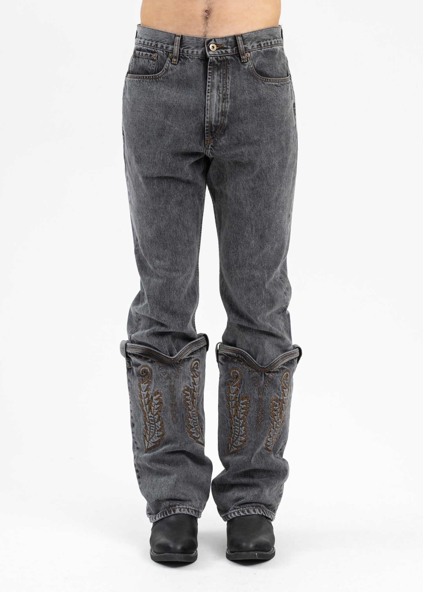 VINTAGE BLACK EVERGREEN MINI COWBOY CUFF JEANS – 017 Shop
