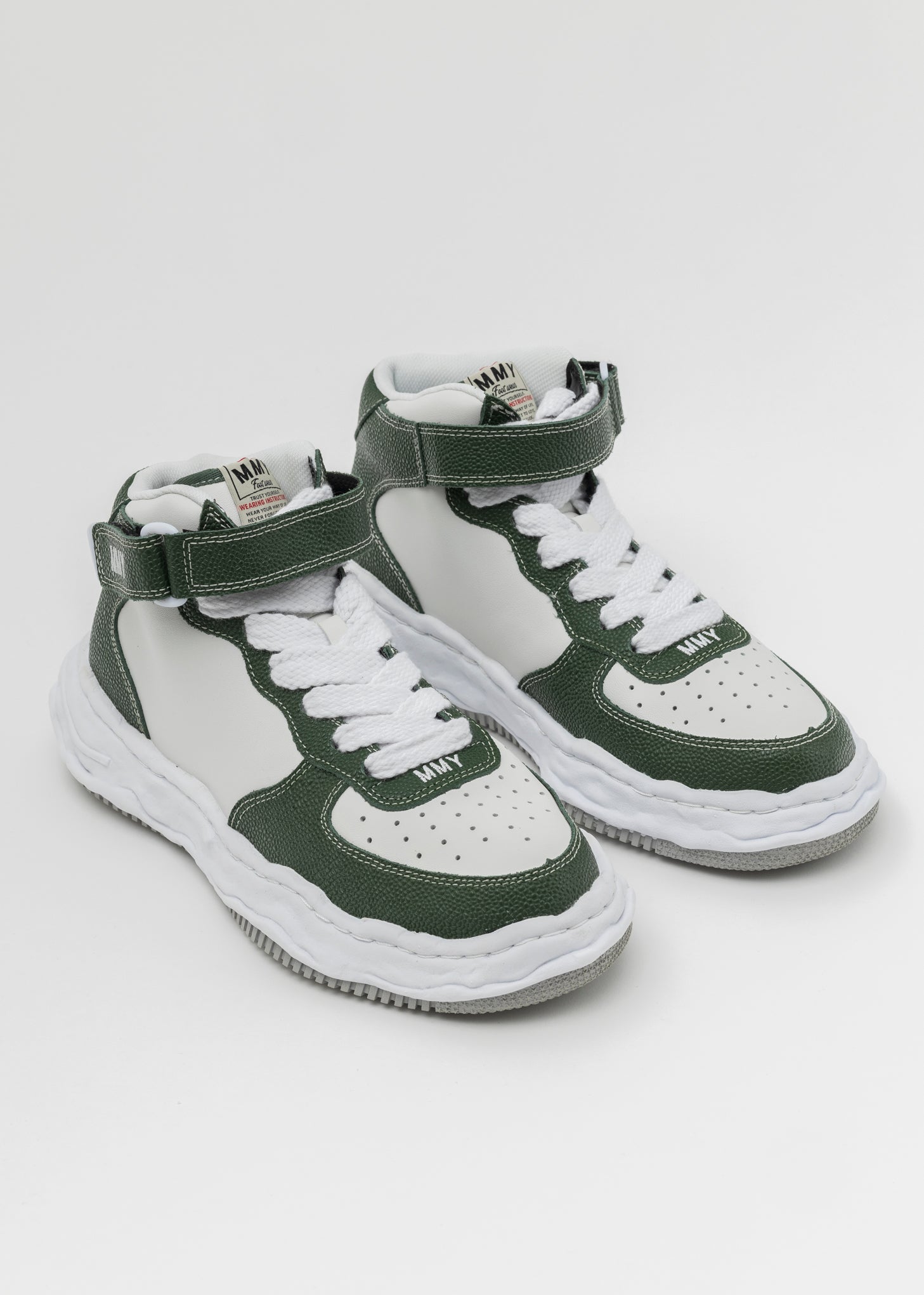 GRN/WHT OG Sole Bascket Leather High-Top Sneaker (WAYNE HIGH) – 017 Shop
