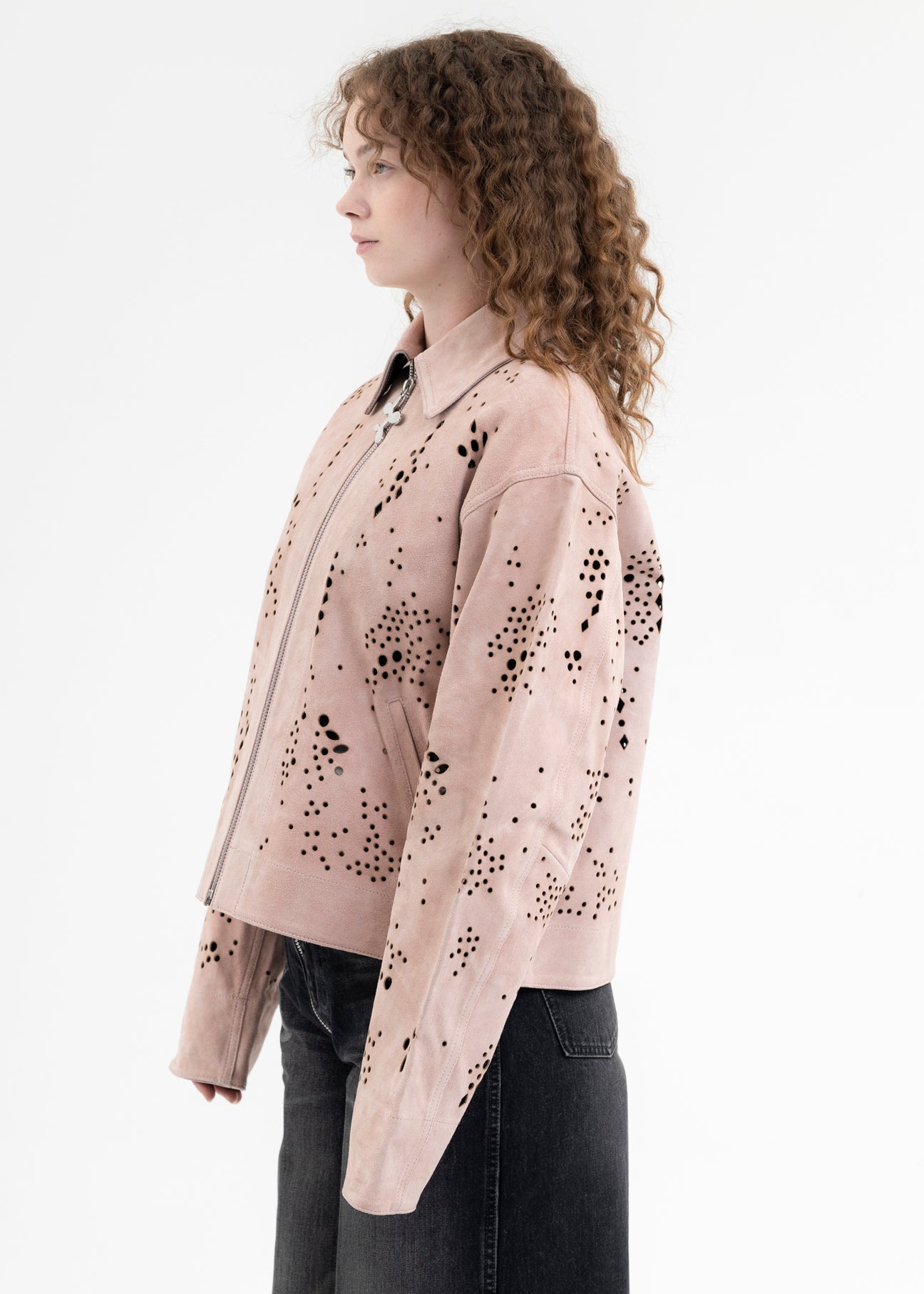 SALMON GALAXY-CUT LEATHER JACKET – 017 Shop