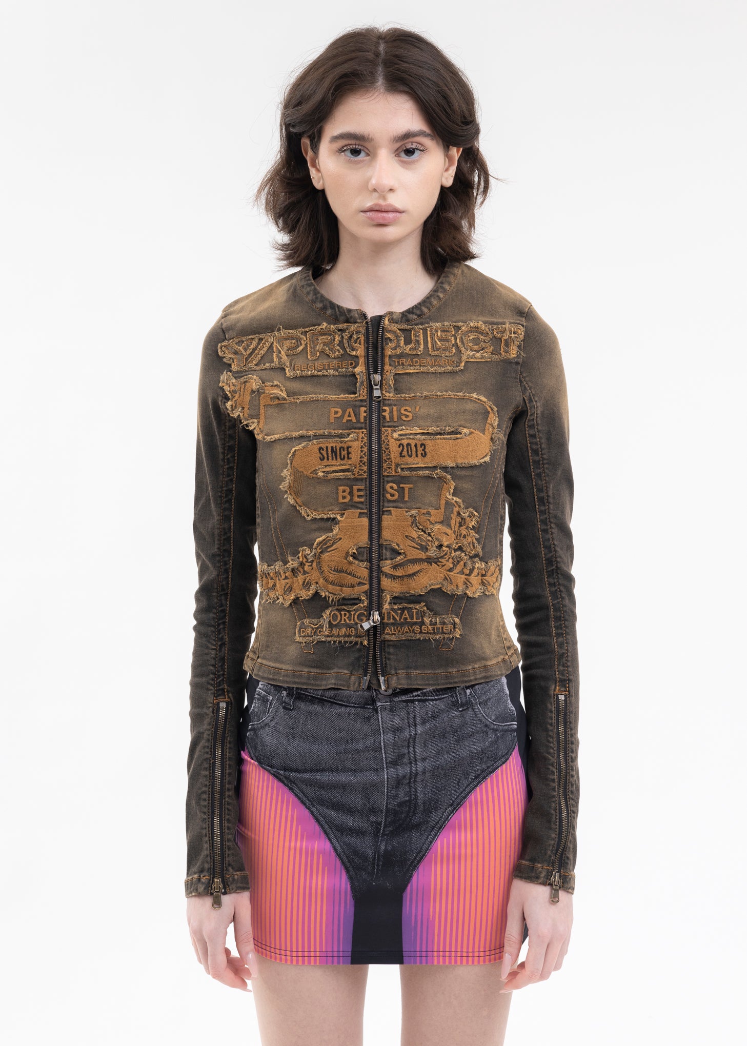 RUSTY BLACK FITTED PARIS' BEST ZIP DENIM JACKET – 017 Shop