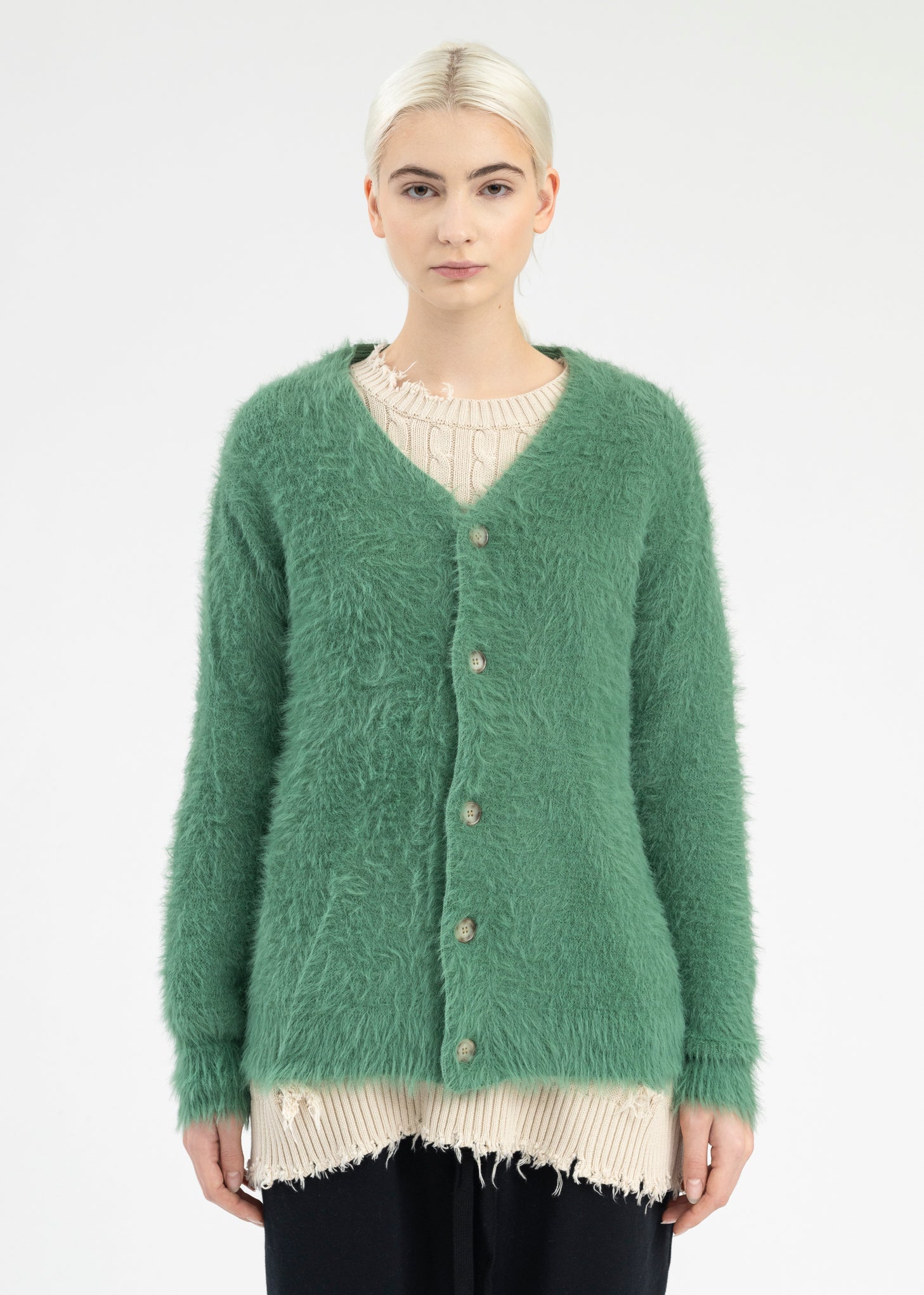 Knit Cardigan Green Cropped Cardigan Dark Green Chunky Cardigan