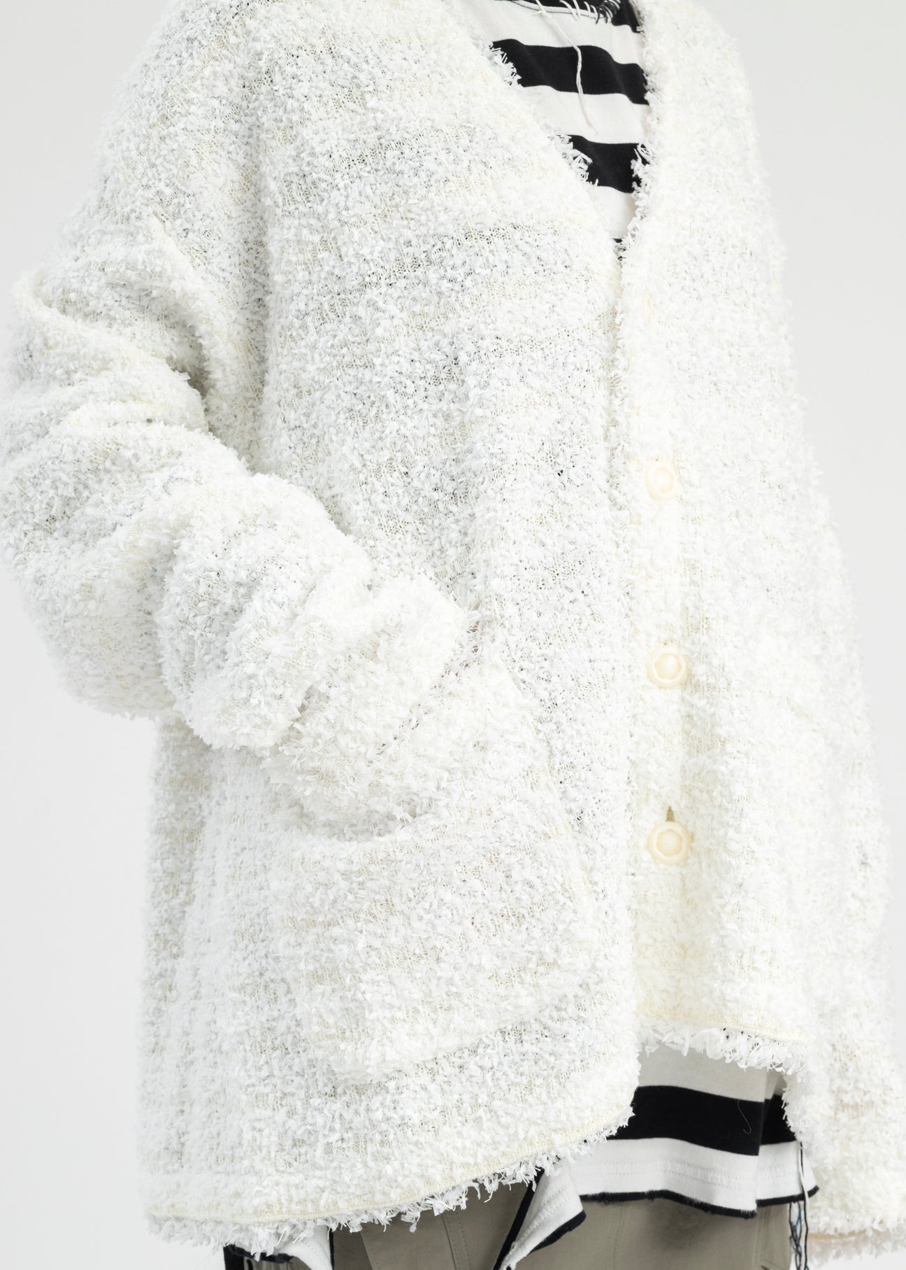 WHITE COCO TWEED KNIT CARDIGAN JKT – 017 Shop