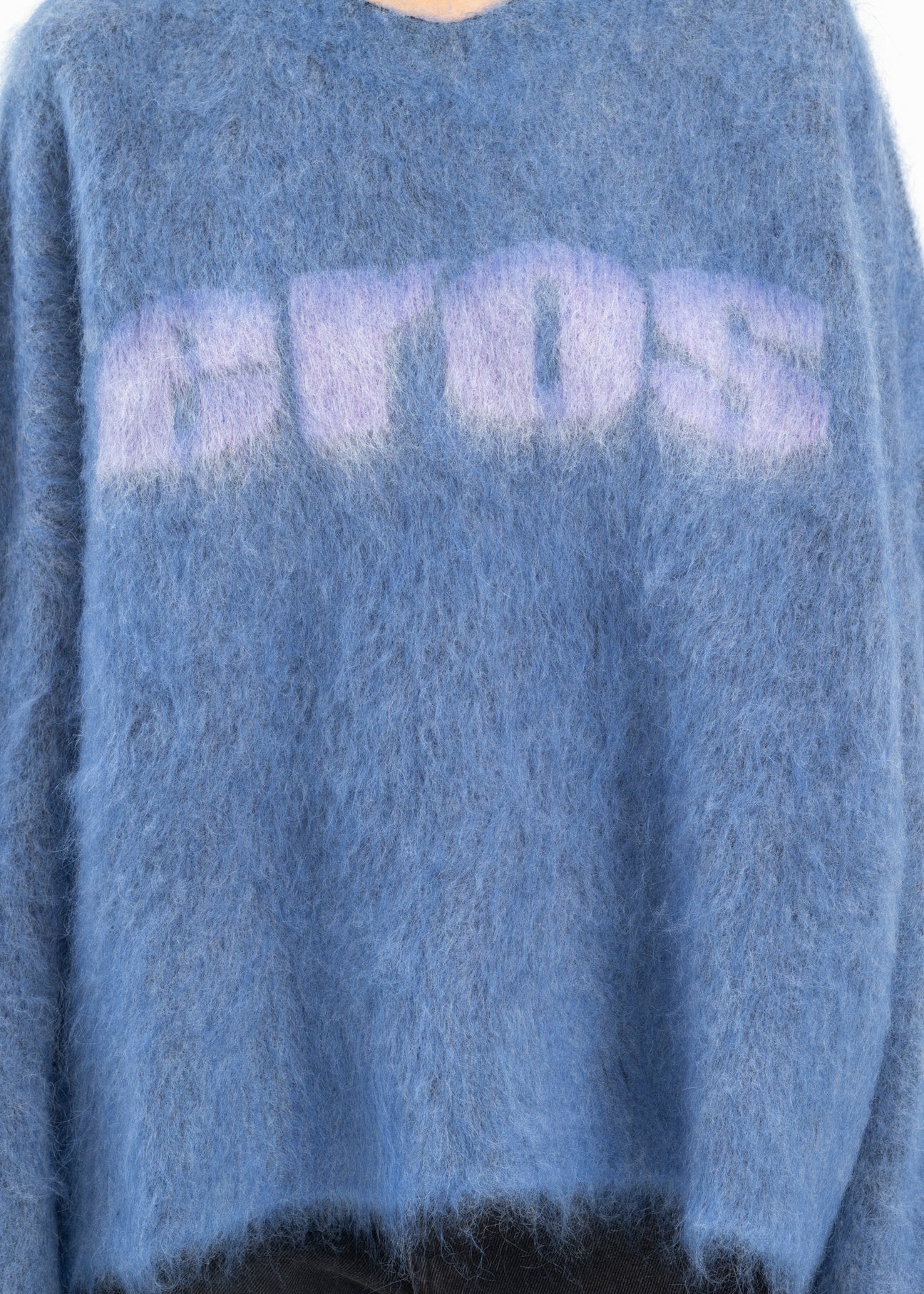 BLUE/LILAC BRUSHED MOHAIR EROS V-NECK JUMPER – 017 Shop