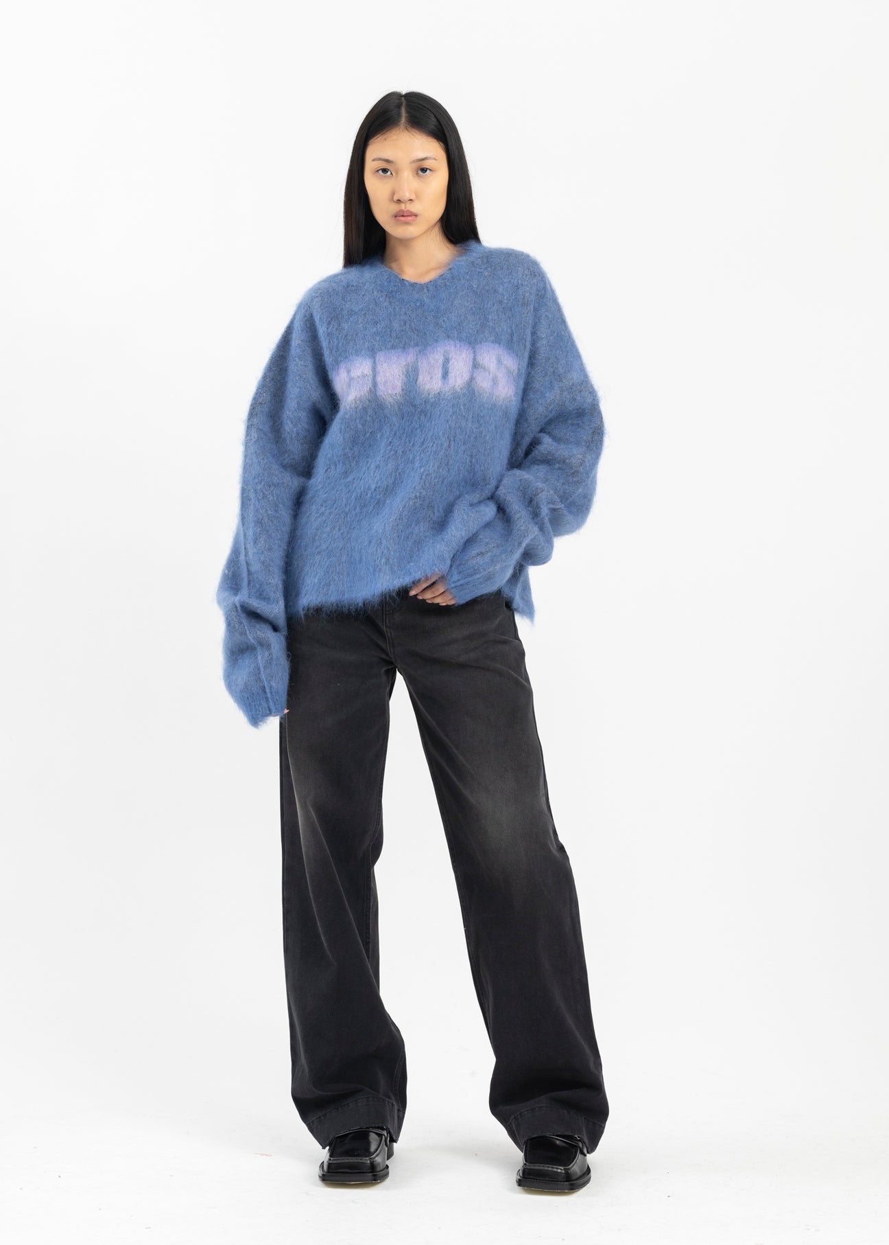 トップス Brushed Mohair Eros V-Neck Jumper BLUE/LILAC BRUSHED MOHAIR EROS V-NECK JUMPER – 017 Shop