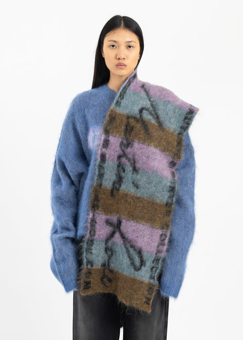 BLUE/LILAC BRUSHED MOHAIR EROS V-NECK JUMPER – 017 Shop