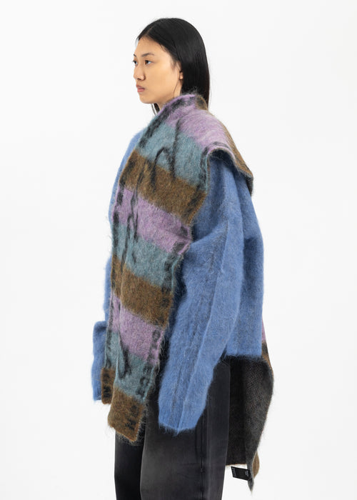 BLUE/LILAC BRUSHED MOHAIR EROS V-NECK JUMPER – 017 Shop
