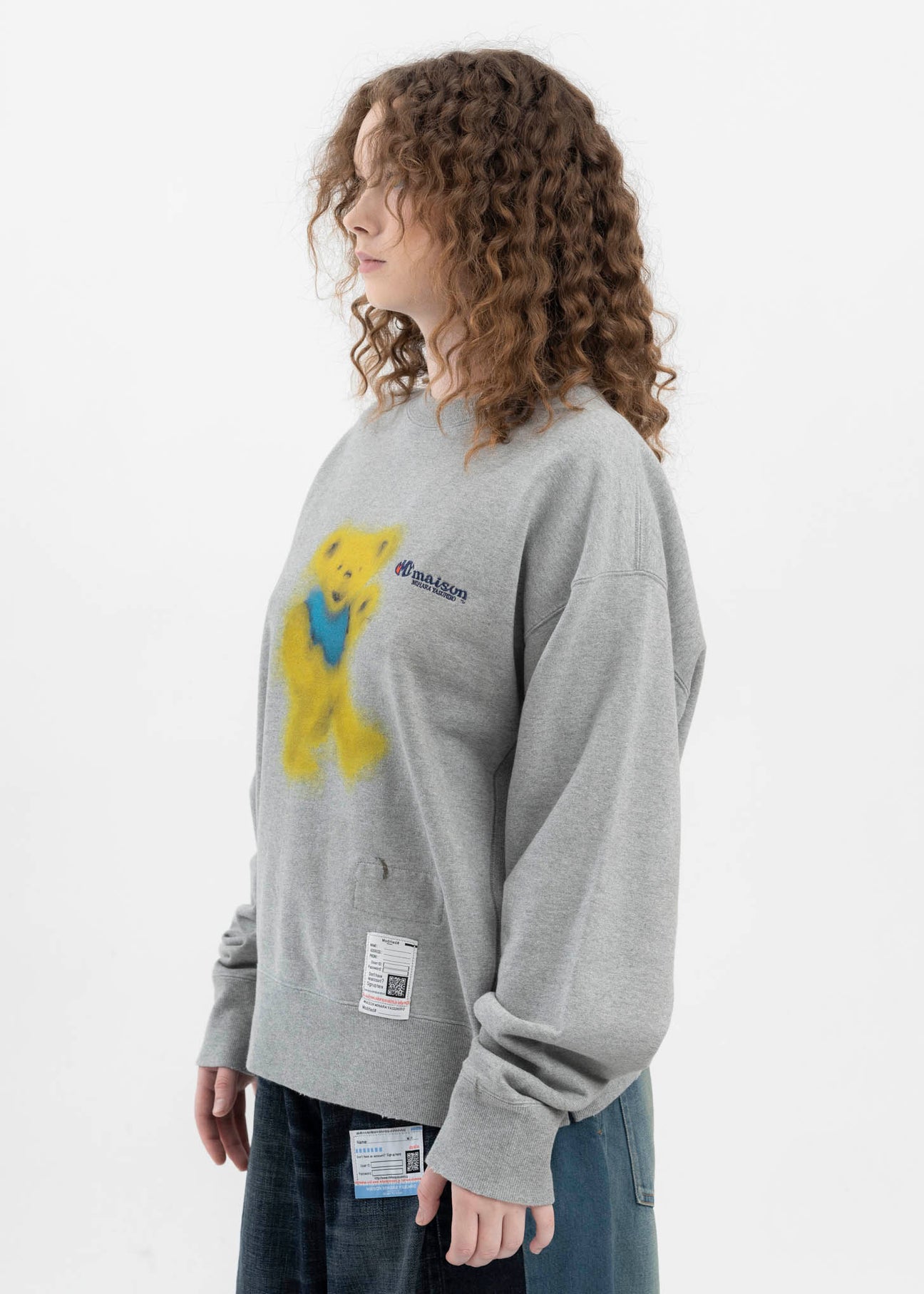 Grey Distressed Bear Printed Sweatshirt – 017 Shop