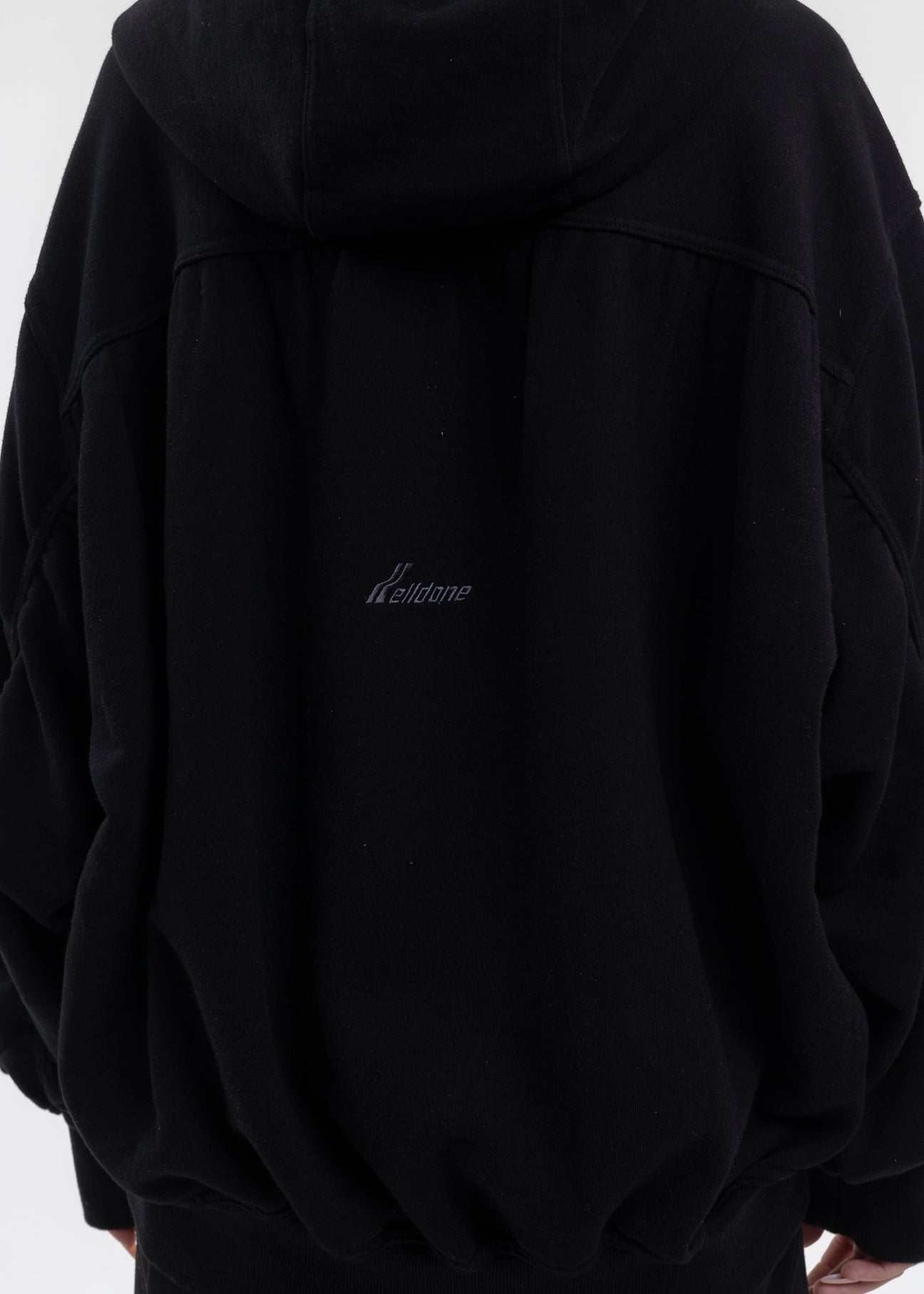 BLACK TWISTED LOOSE-FIT ZIP-UP HOODIE – 017 Shop