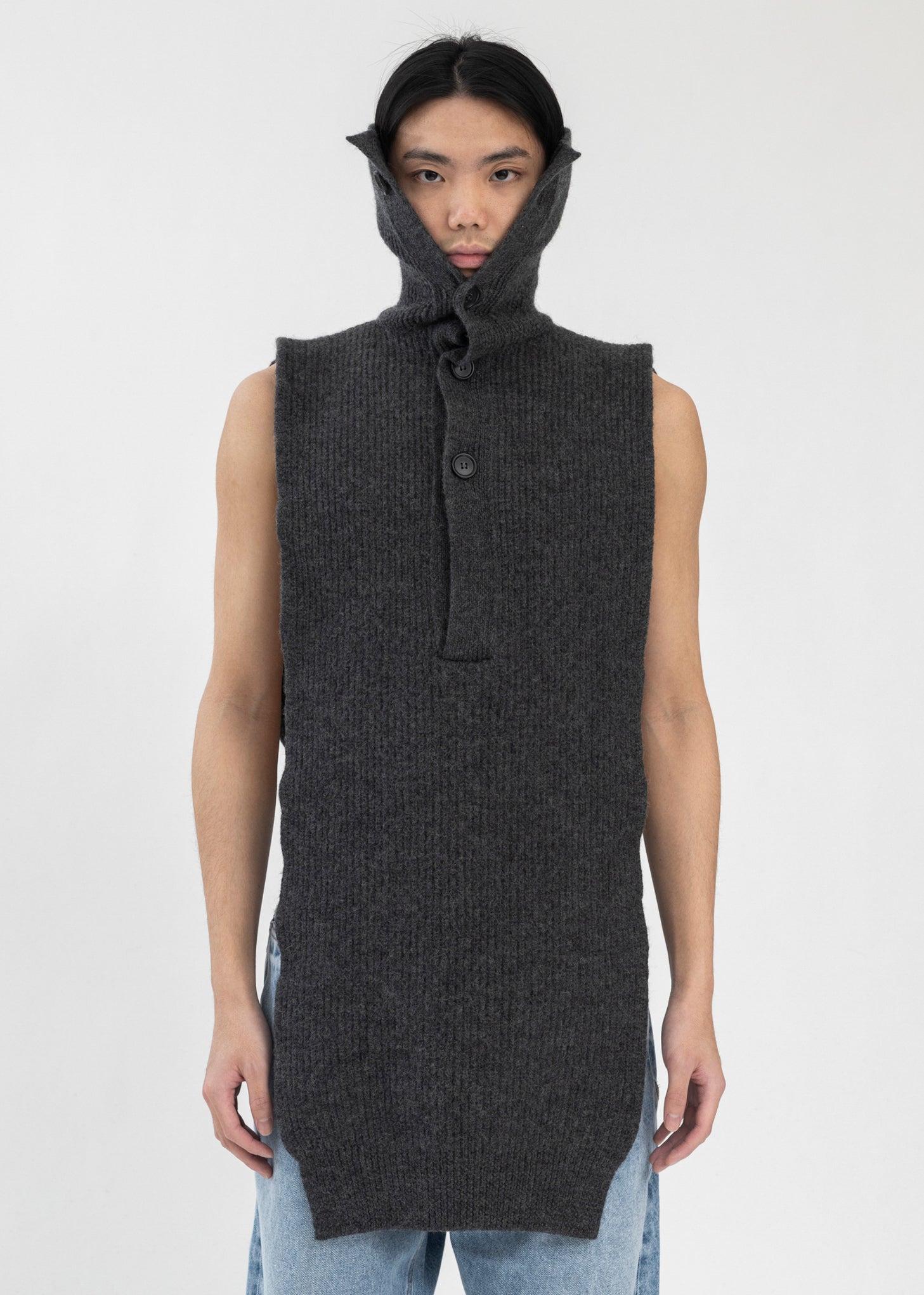 Dark Grey Turtleneck Scarf English Rib – 017 Shop