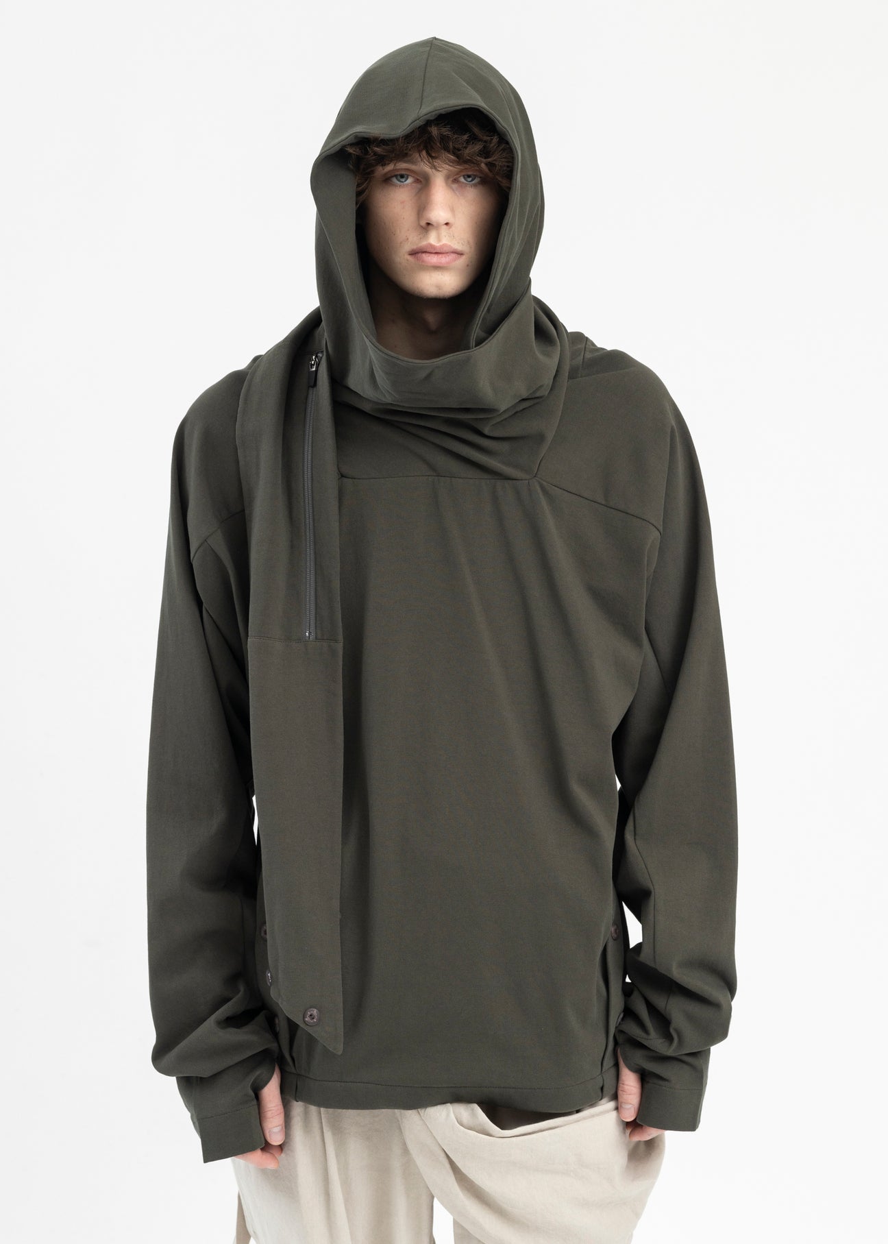 KHAKI SCARF HOODIE – 017 Shop