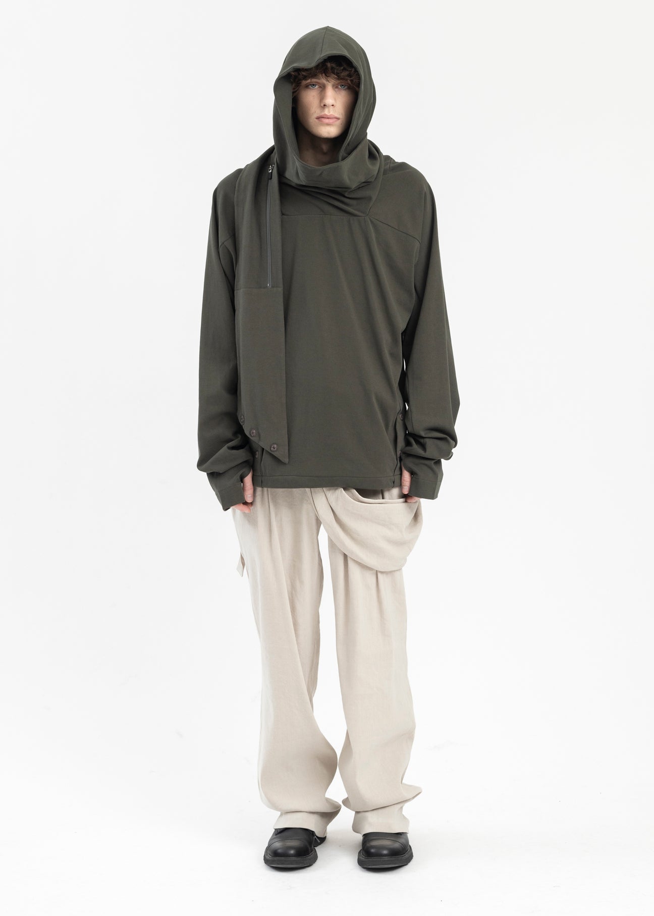 KHAKI SCARF HOODIE – 017 Shop