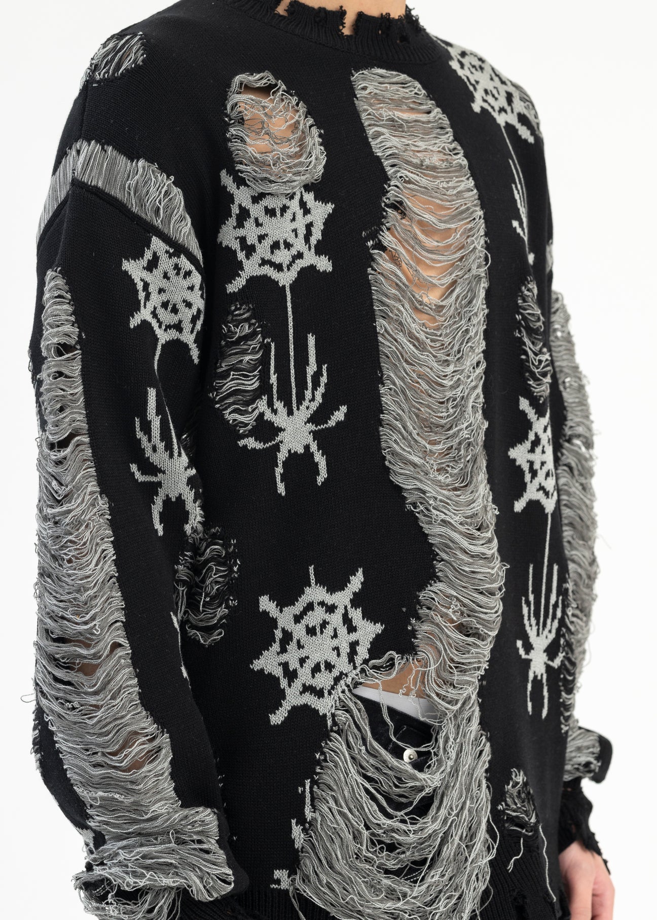 トップス SPIDER KNIT PULLOVER WITH RURUMU BLACK SPIDER KNIT PULLOVER COLLABORATION WITH RURUMU: – 017 Shop