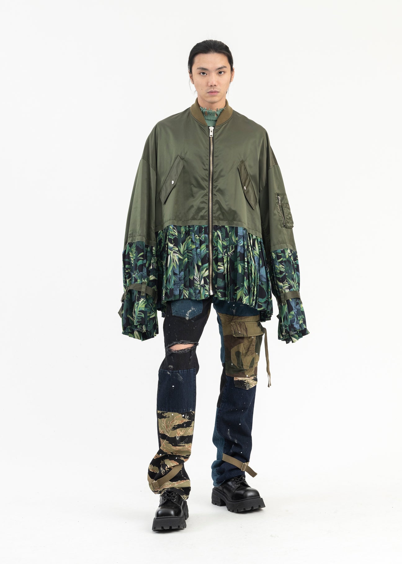 KHAKI GREEN PLEATED MA-1 JACKT – 017 Shop