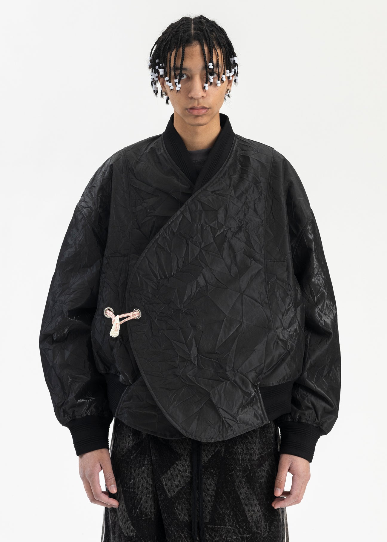 EUPHORIC BLACK SANDFORD DOUBLE BREASTED BOMBER JACKET