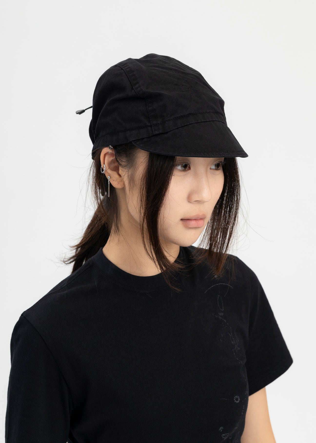 BLACK SHIRRING CAP the – 017 Shop