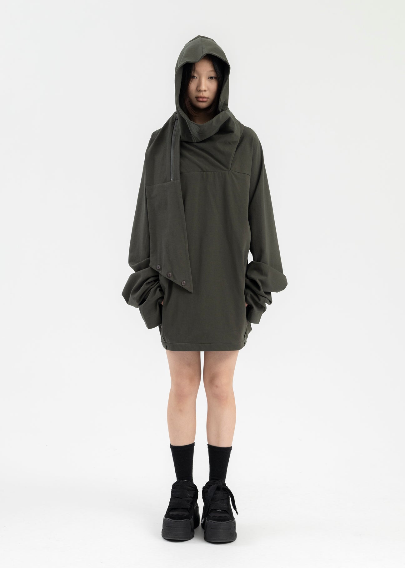 KHAKI SCARF HOODIE – 017 Shop
