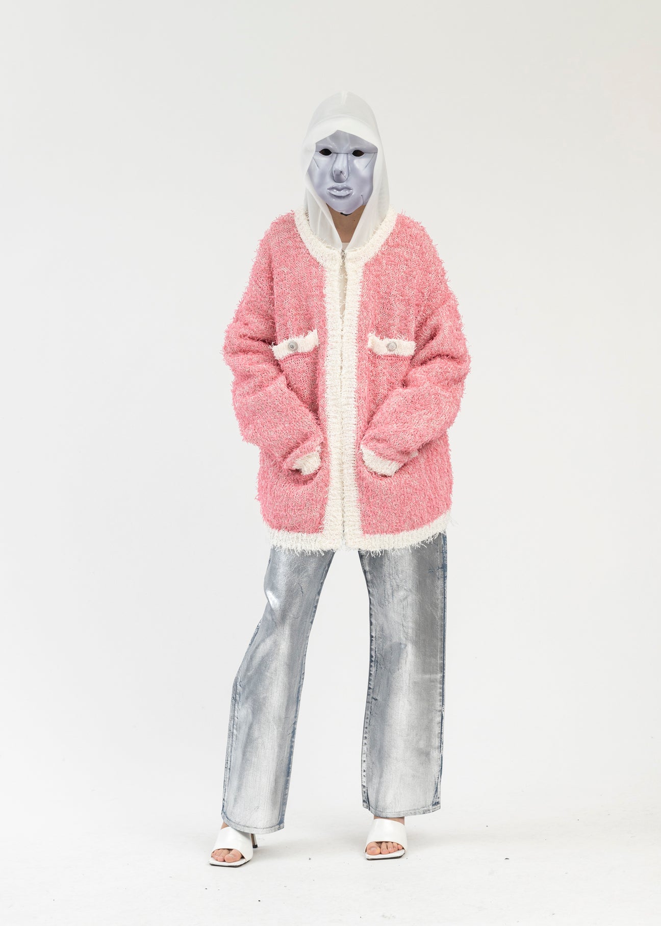 トップス doublet TWEED KNIT CARDIGAN PINK TWEED KNIT CARDIGAN – 017 Shop
