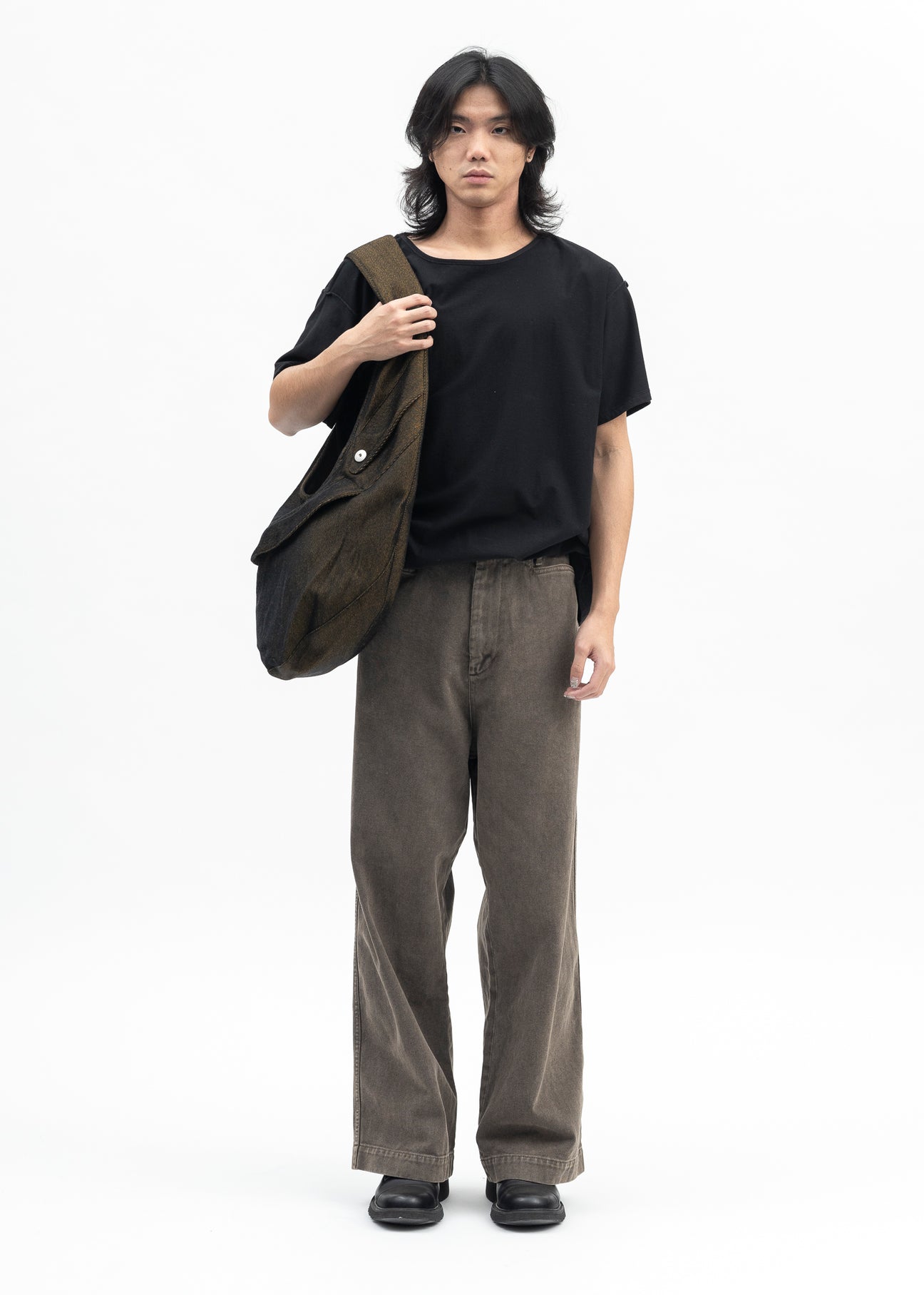 BROWN DYED DENIM TROTTI BAGGY TROUSERS – 017 Shop