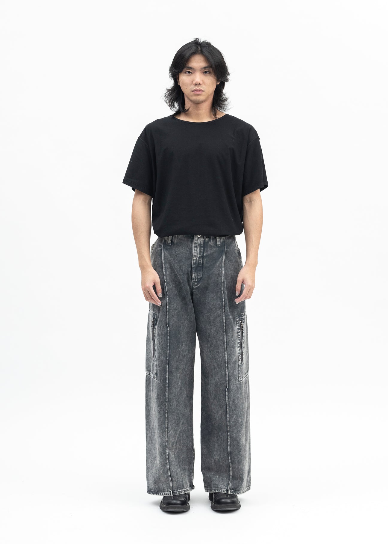 GREY DYED DENIM OCTET 2D CARGO TROUSERS – 017 Shop