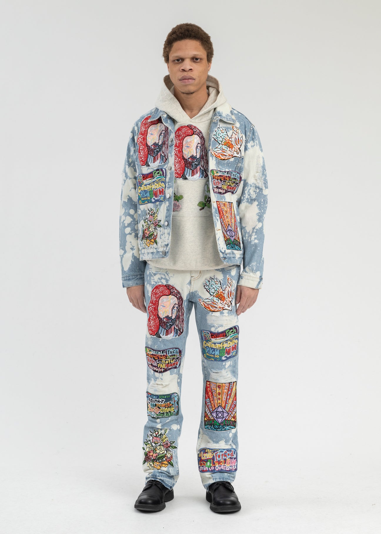 ジャケット・アウター aurora-boutique Patchwork Denim Jacket ジャケット・アウター aurora-boutique Patchwork Denim Jacket