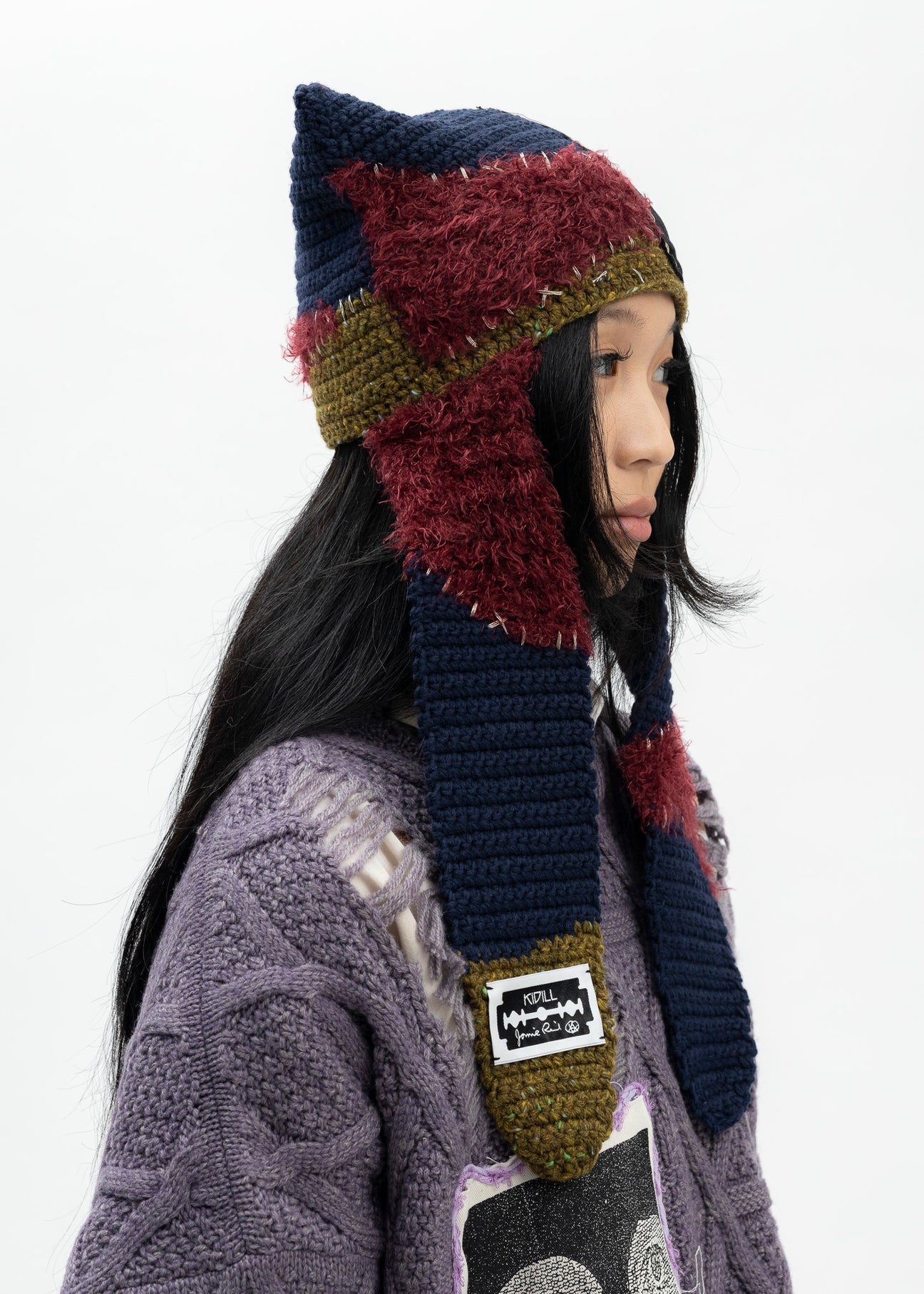 【KIDILL】【rurumu:】HAND KNIT BEANIE NAVY BLUE WHO KILLED BAMBI HAND KNIT BEANIE – 017 Shop