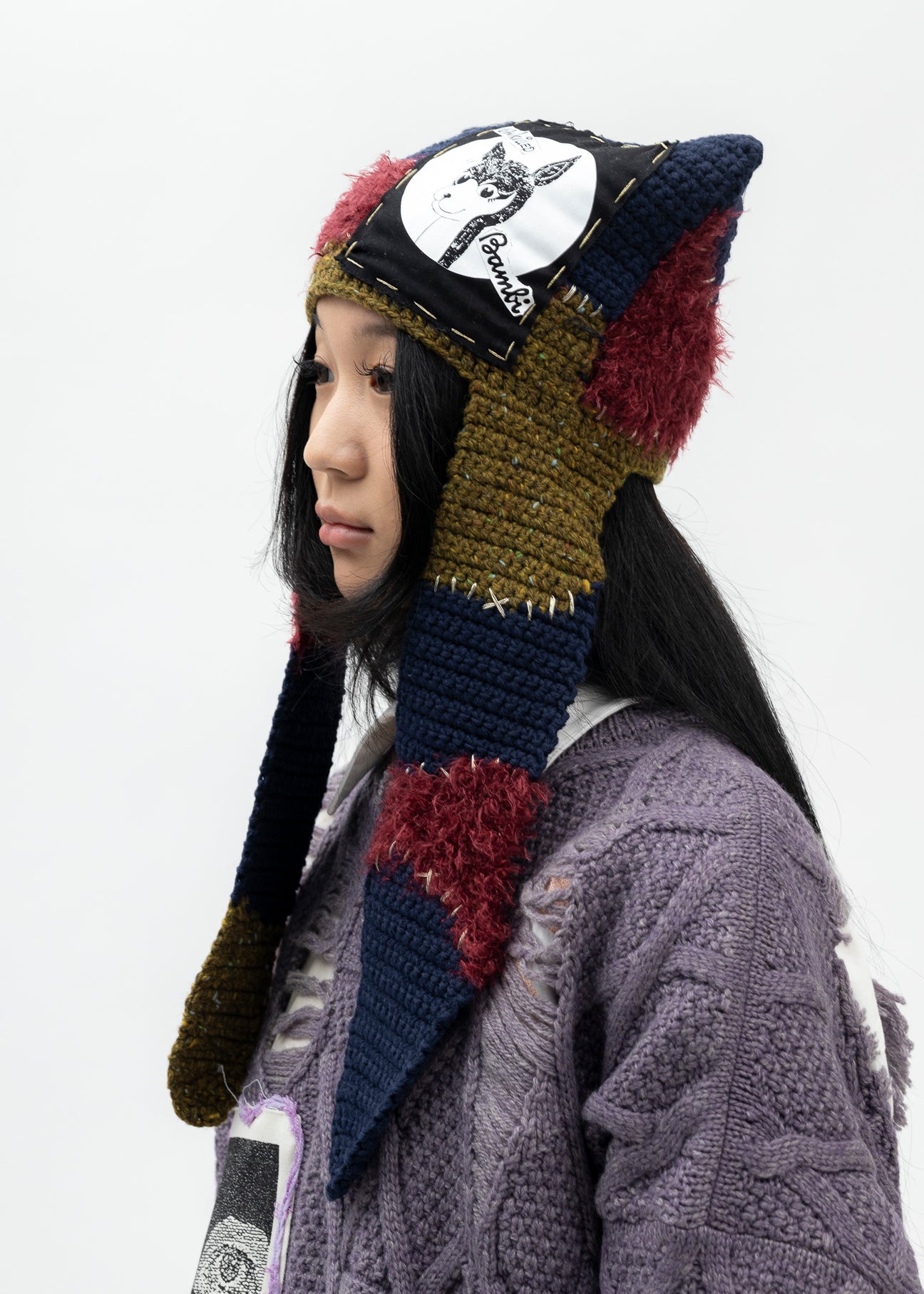 【KIDILL】【rurumu:】HAND KNIT BEANIE NAVY BLUE WHO KILLED BAMBI HAND KNIT BEANIE – 017 Shop