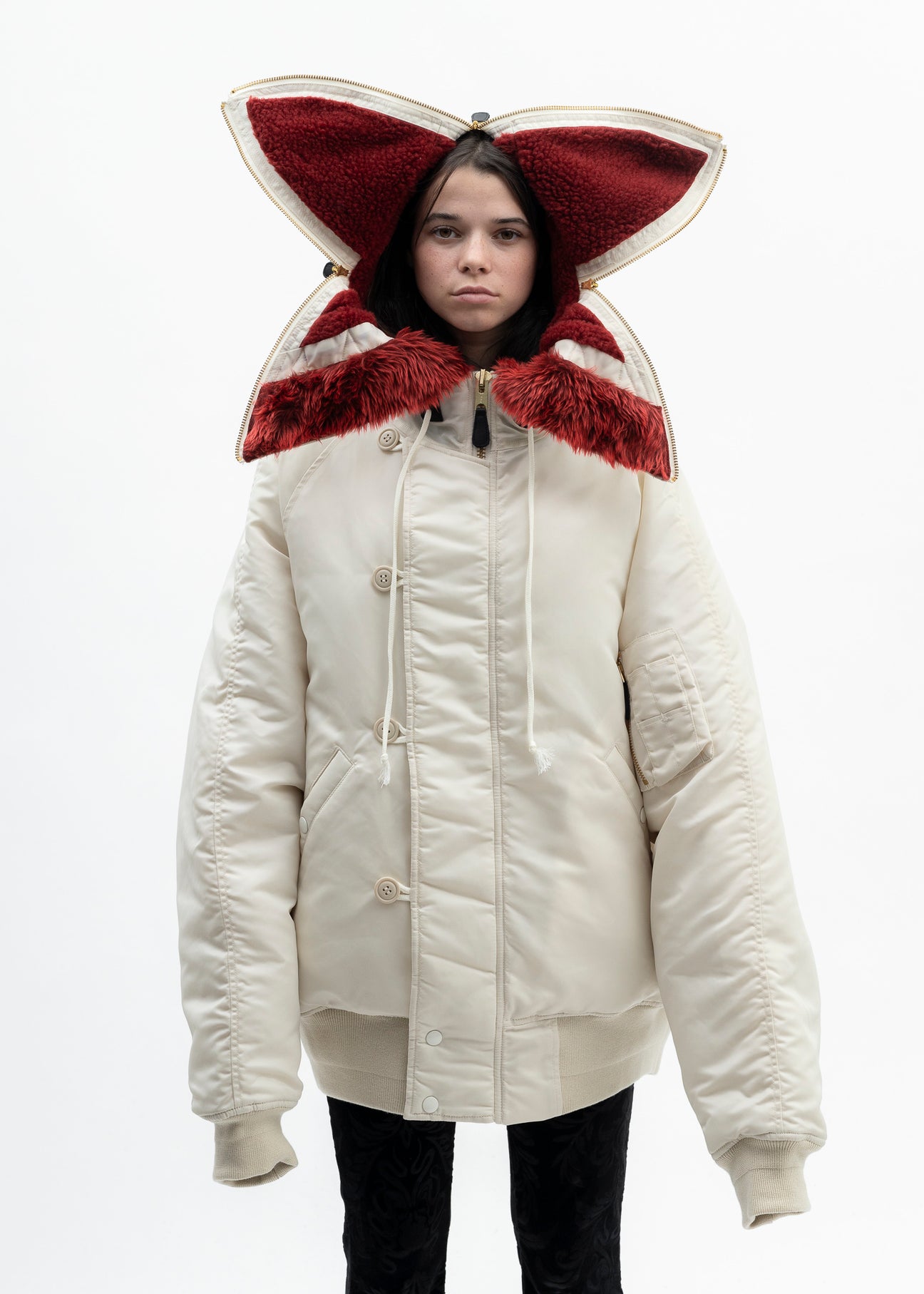 IVORY PETAL MOUTH HOOD BOMBER JACKET – 017 Shop
