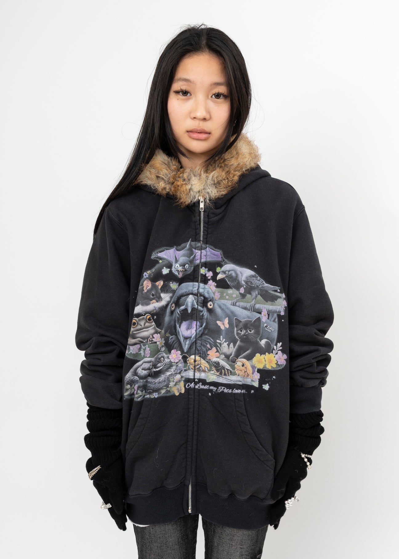 トップス doublet 25aw FURRY COLLAR ZIP-UP FURRY COLLAR ZIP-UP HOODIE-ファーリーカラージップアップフーディー