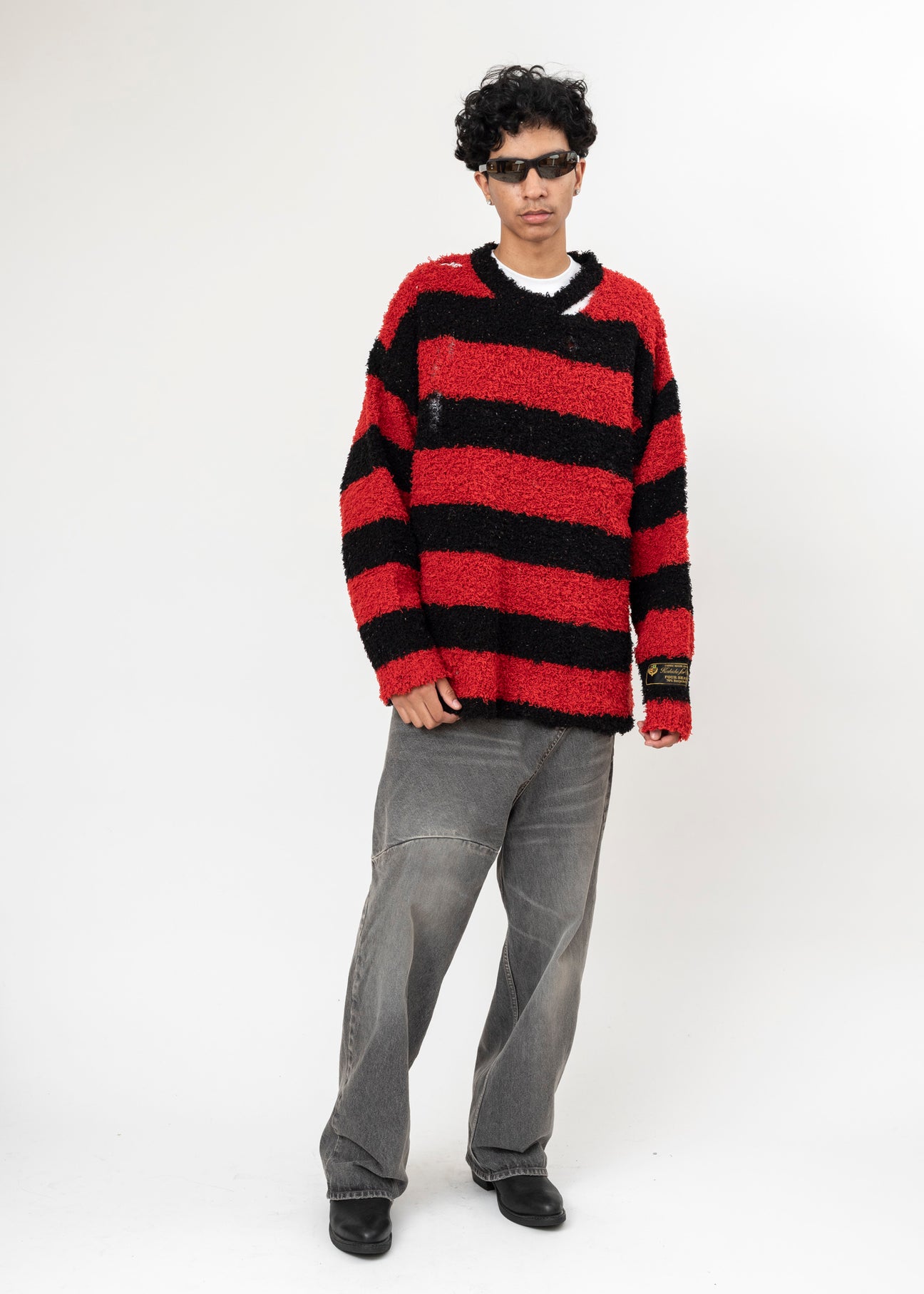 トップス doublet RECYCLED WOOL STRIPE KNIT BLACK AND RED DOUBLET RECYCLED WOOL STRIPE KNIT – 017 Shop