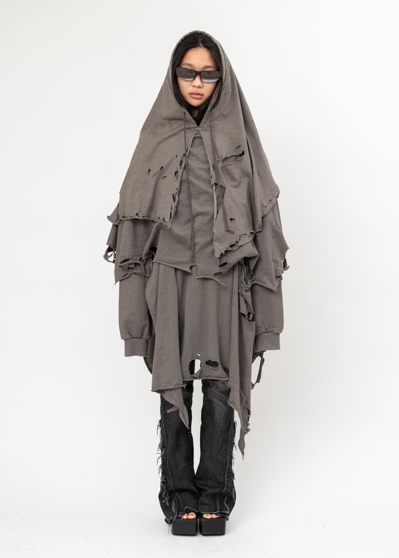 GREY DOUBLET PHANTOM FRAYED HOODIE – 017 Shop