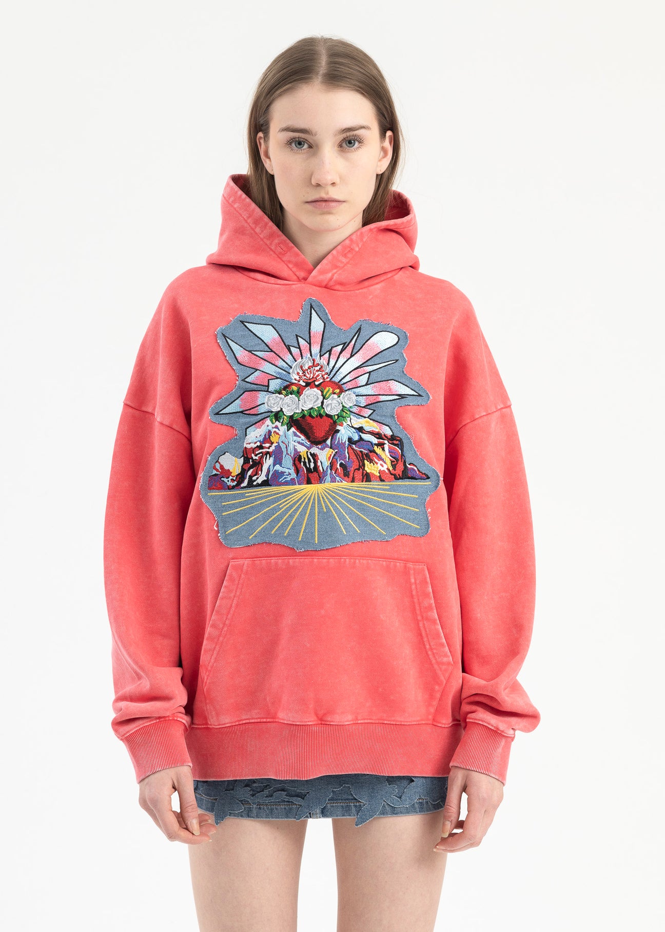 RED PATCHWORK HOODIE – 017 Shop