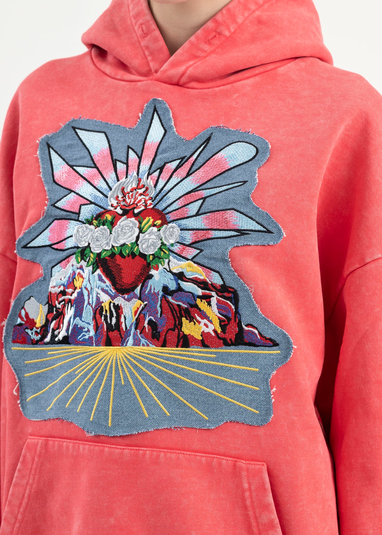 RED PATCHWORK HOODIE – 017 Shop