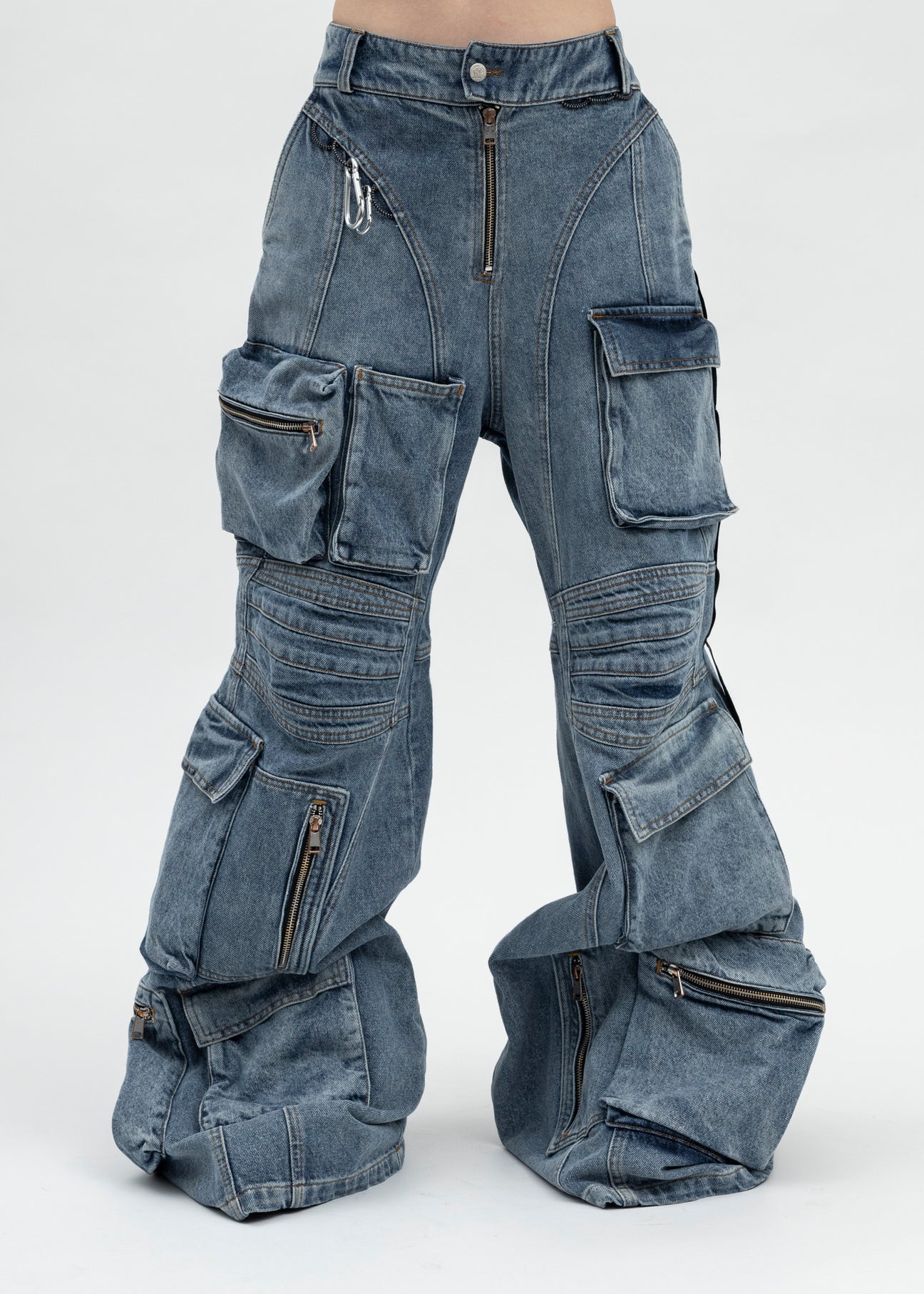 LIGHT WASH BLUE CAMPING CARGO JEANS – 017 Shop