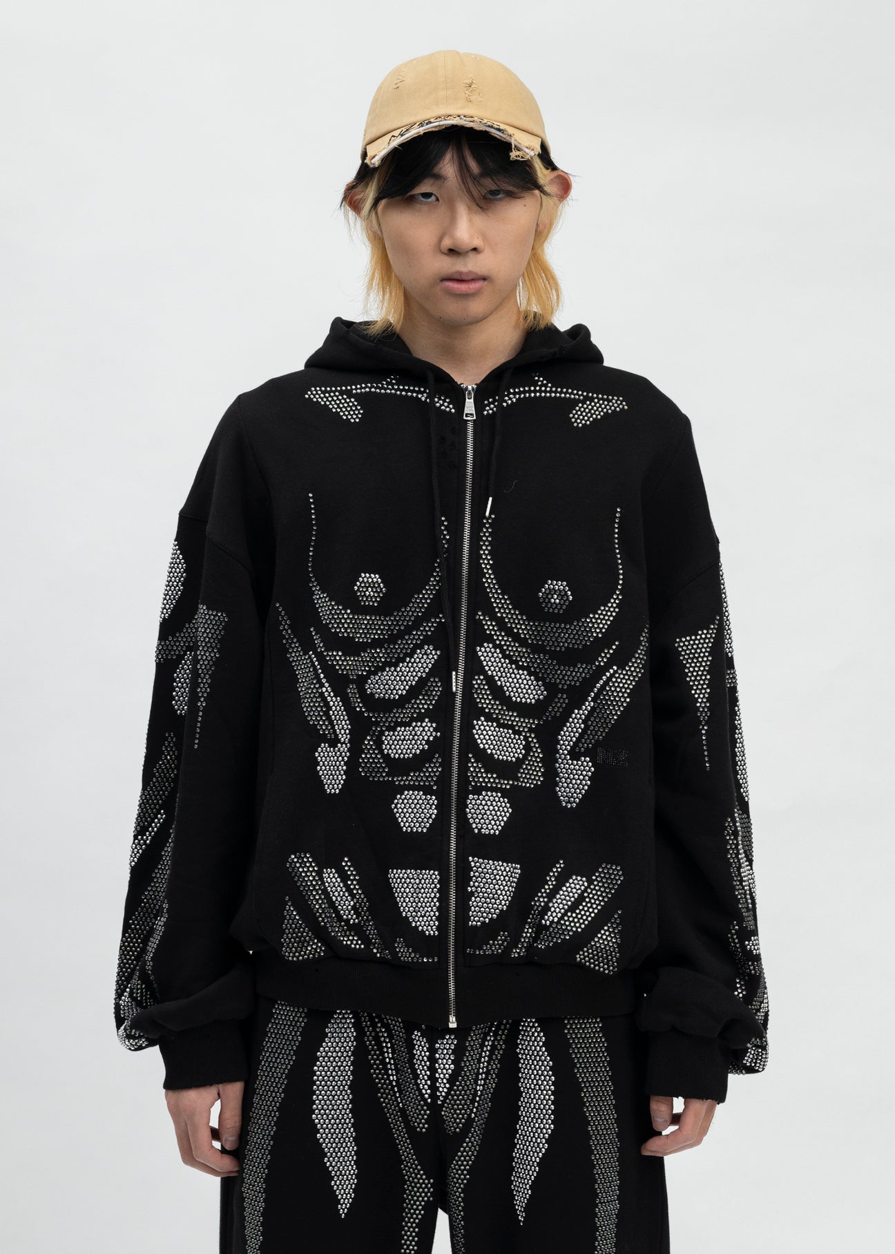 Black hoodie with rhinestones shop