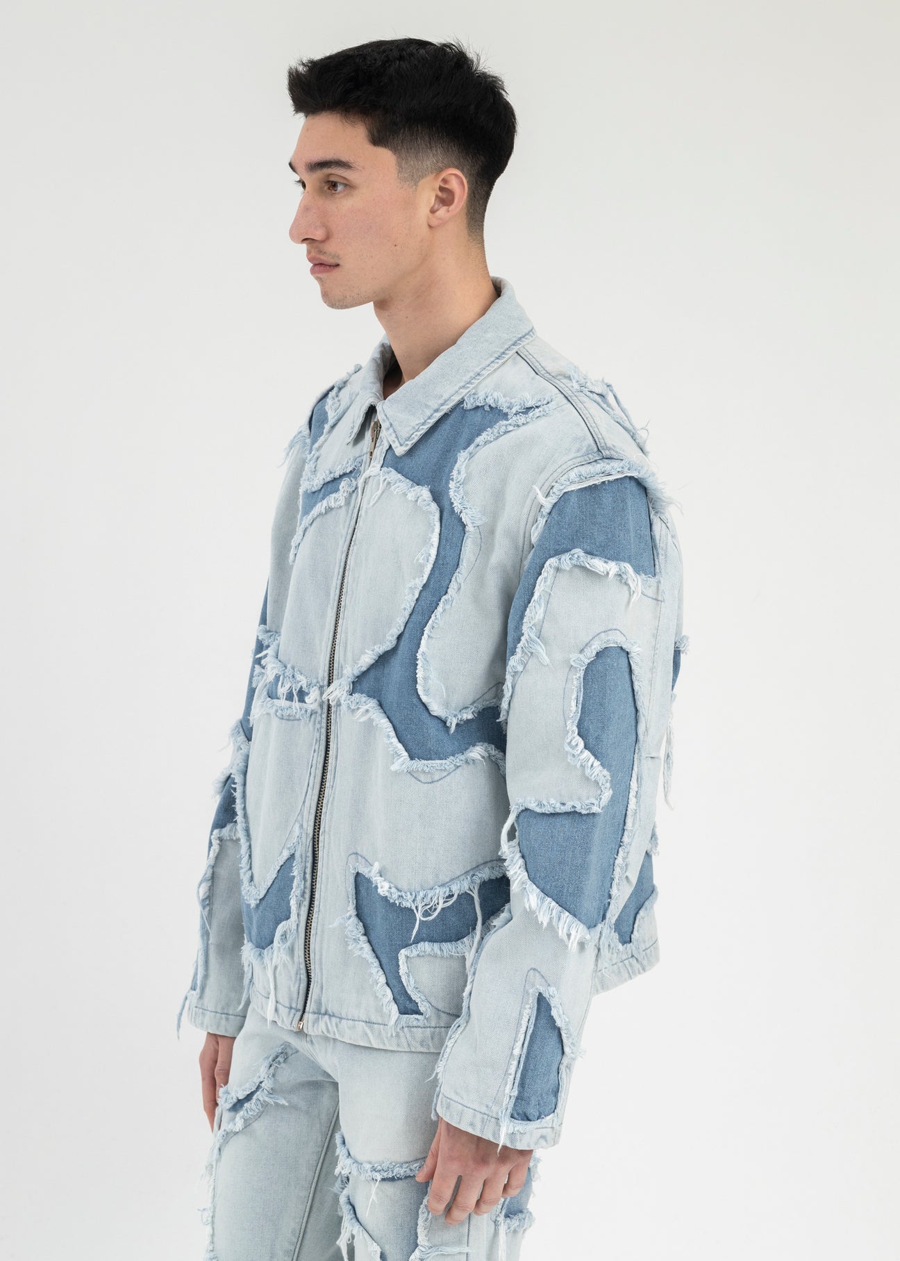 LIGHT BLUE PATCHWORK DENIM JACKET – 017 Shop