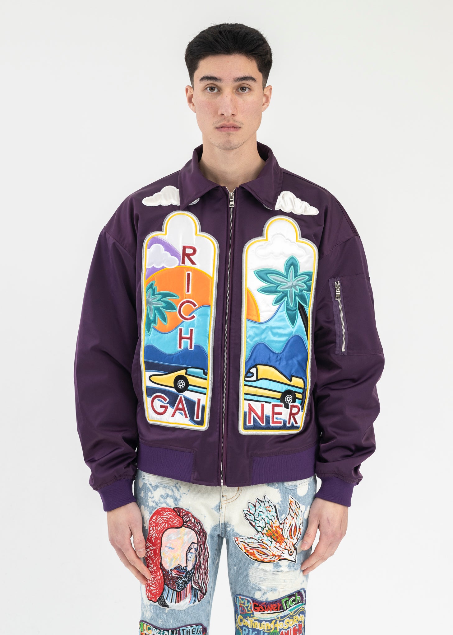 PURPLE EMBROIDERY PATCHWORK JACKET – 017 Shop