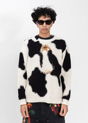 Charcoal BURNING EMBROIDERY KNIT PULLOVER – 017 Shop