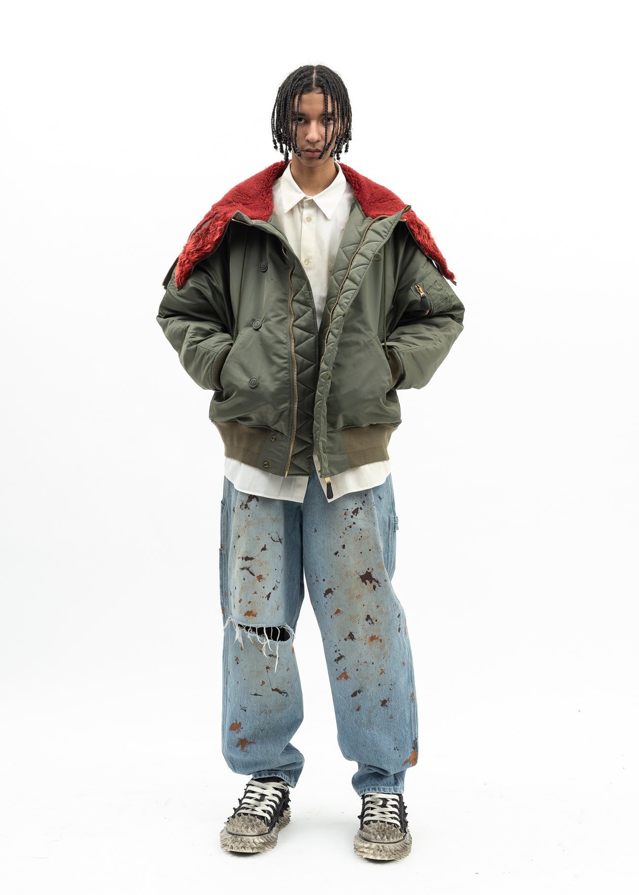 KHAKI PETAL MOUTH HOOD BOMBER JACKET – 017 Shop