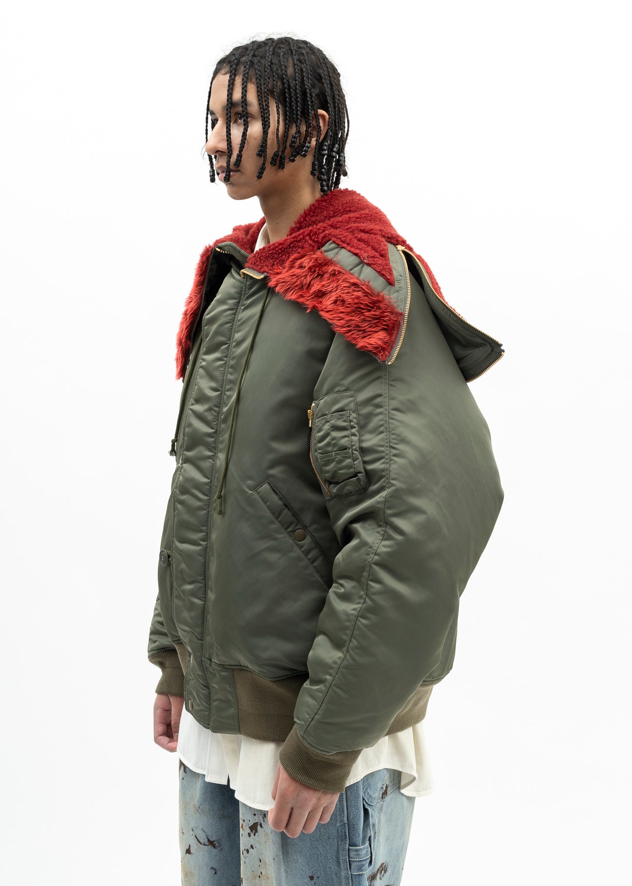 KHAKI PETAL MOUTH HOOD BOMBER JACKET – 017 Shop