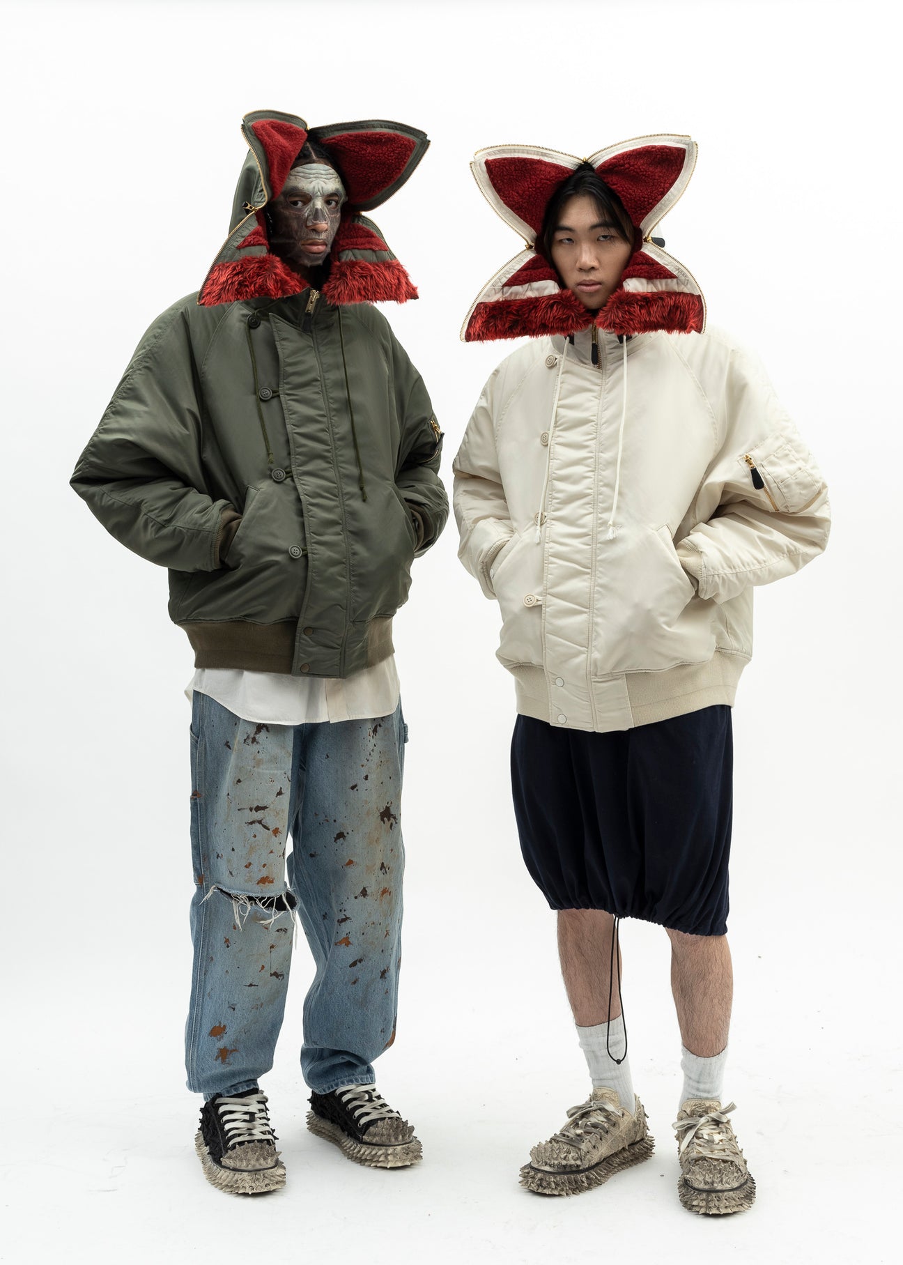 KHAKI PETAL MOUTH HOOD BOMBER JACKET – 017 Shop